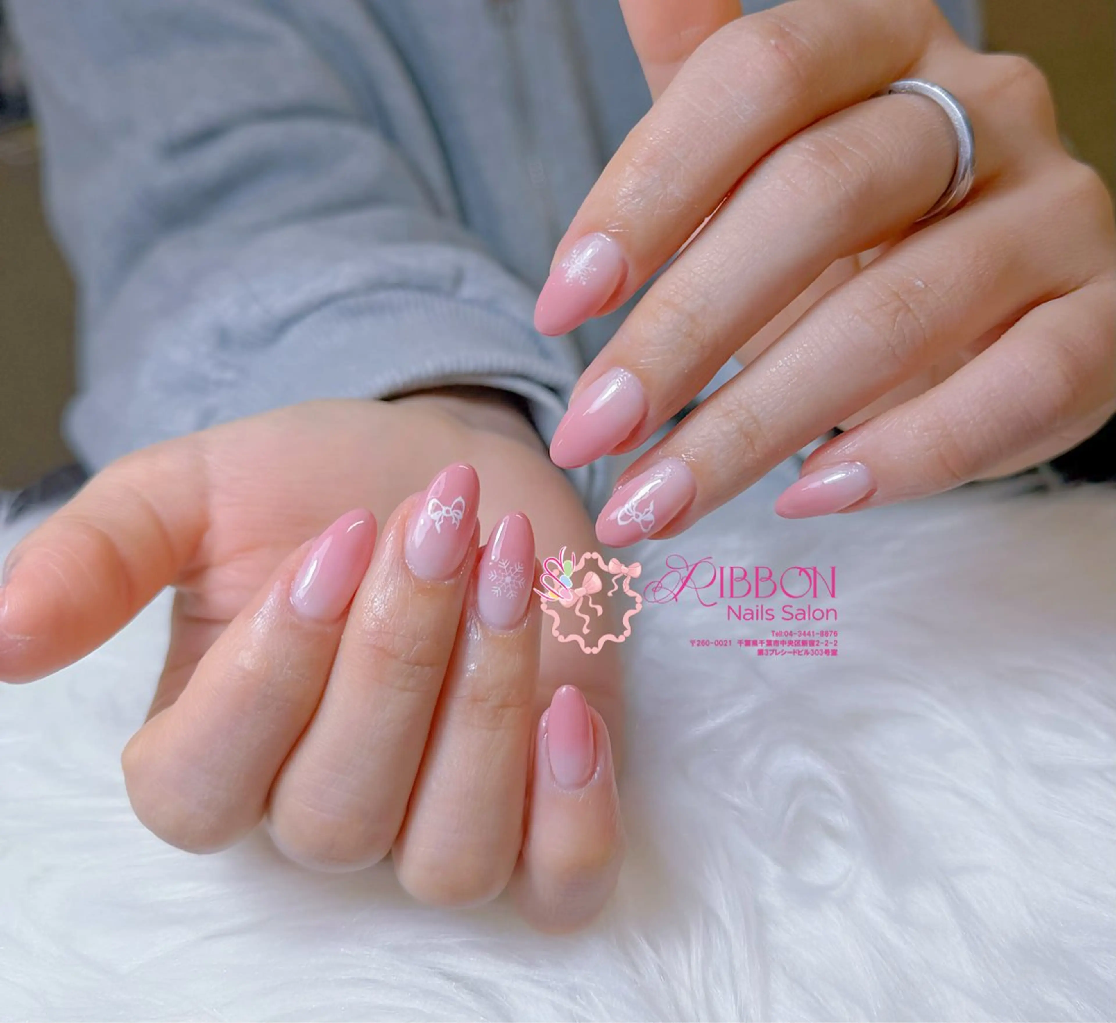 ネイル フレンチネイル ジェルネイル マグネットネイル 持ち込み ニュアンスネイル ハンドネイル Ribbonnail salonのネイルデザイン