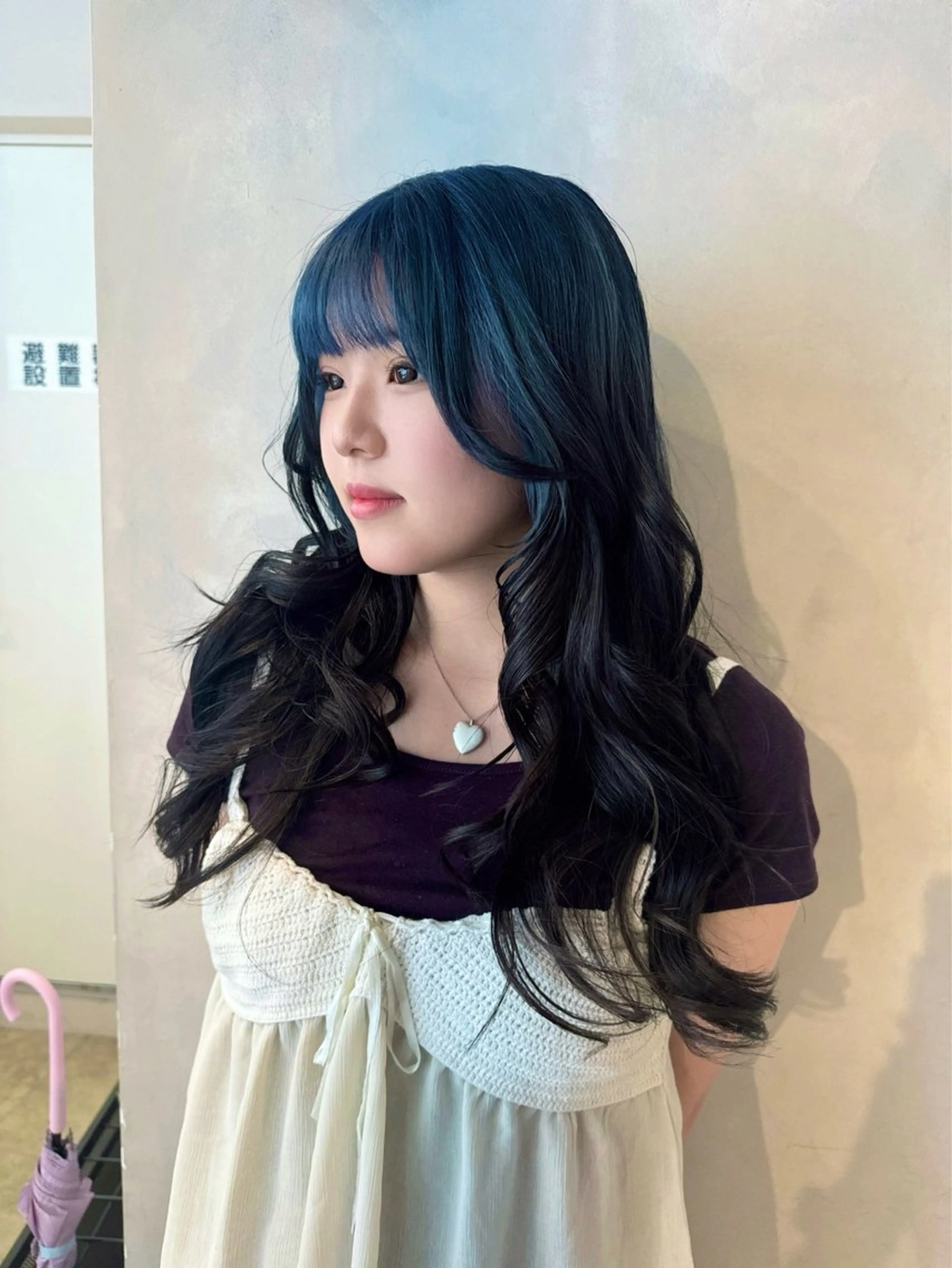 ロング カラー 黒髪 ブルーカラー カット ヘアカラー トリートメント 透明感カラー✨艶髪 制作🌱山根あゆみのヘアスタイル