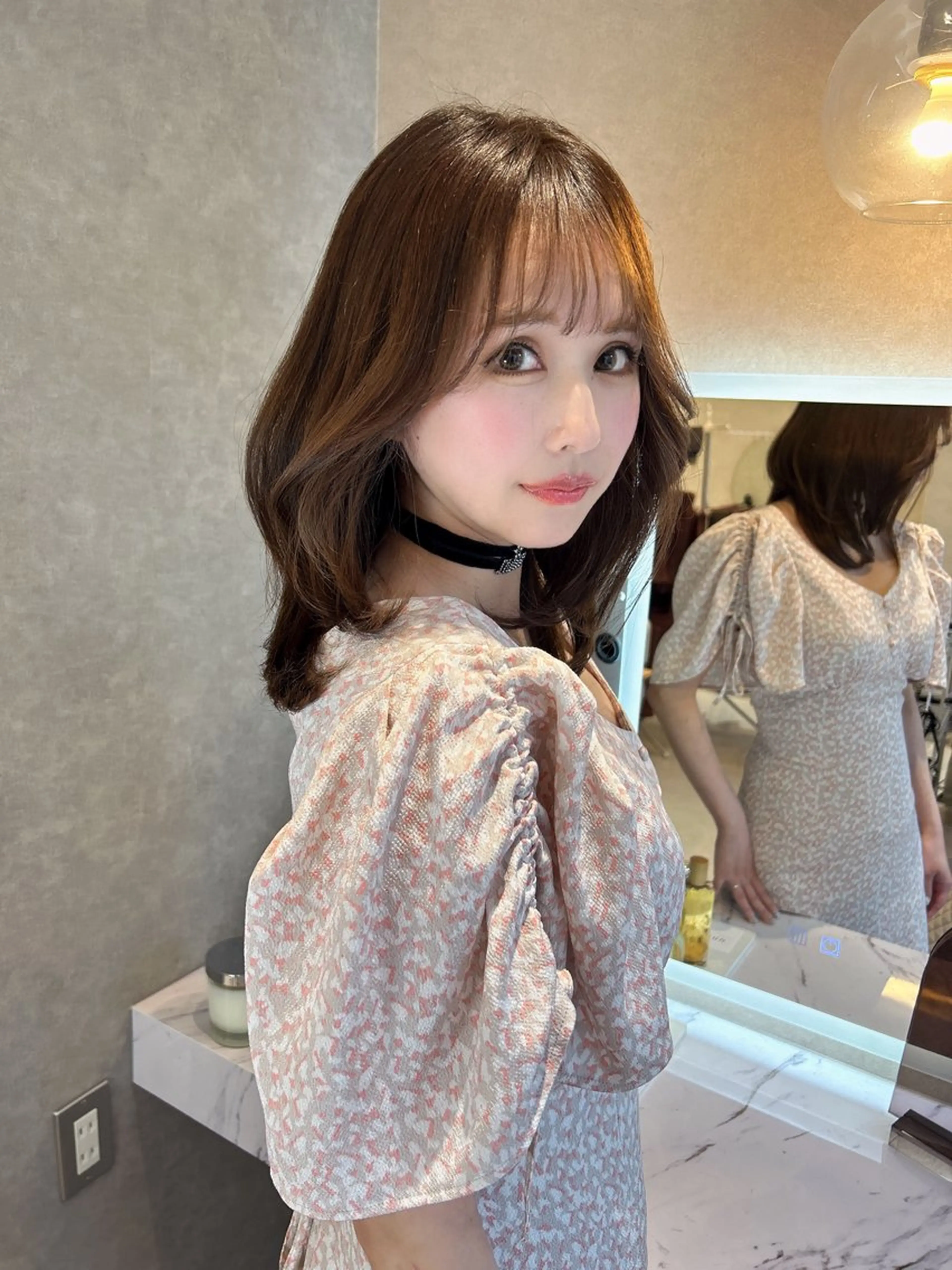 ミディアム enu所属・enu梅田 韓国ヘア ゆりのヘアスタイル