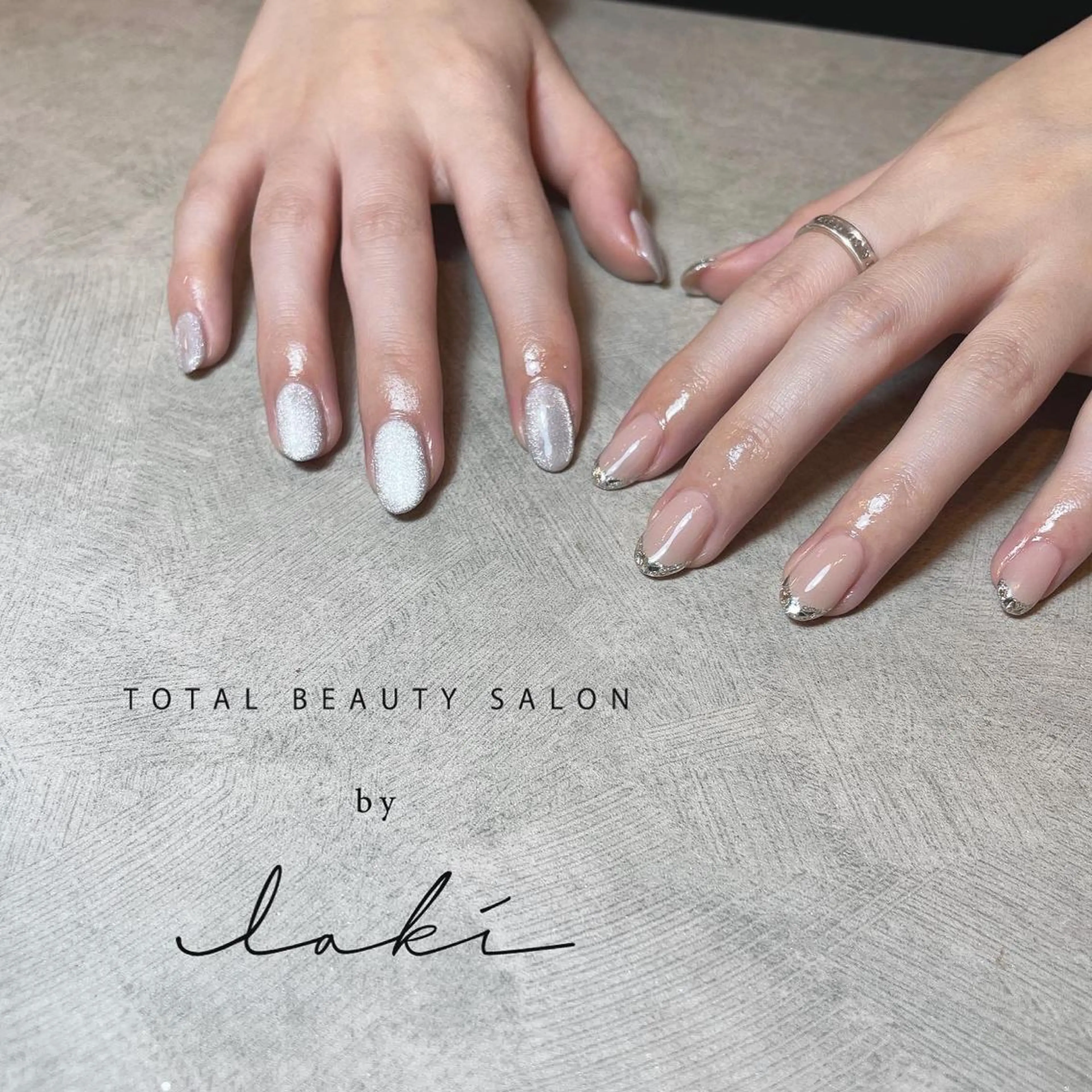 ネイル フレンチネイル ガラスフレンチ マグネットネイル ハンドネイル my&所属・my&_ maimiのネイルデザイン