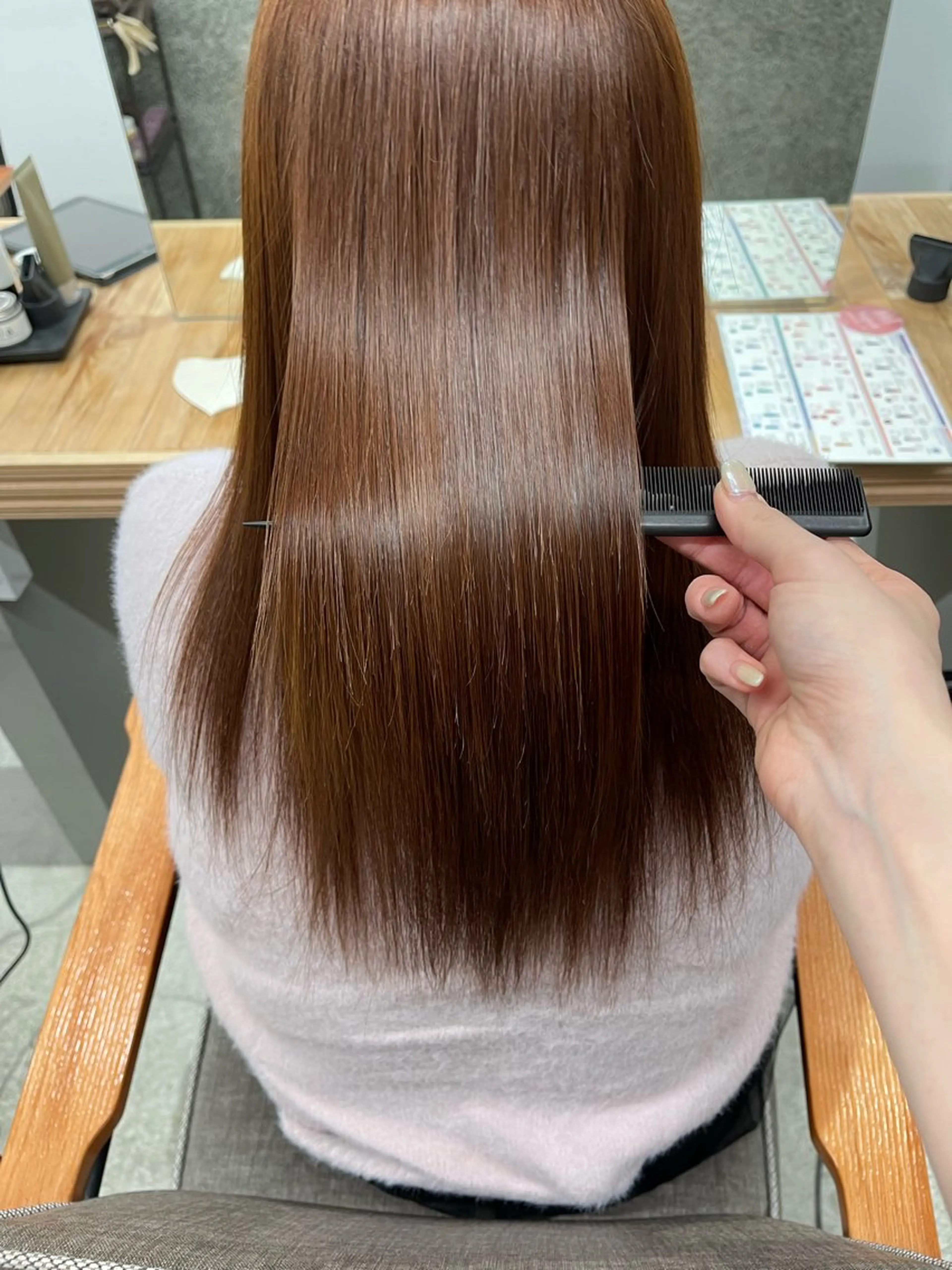 ロング カット ヘアカラー トリートメント かめい りなのヘアスタイル
