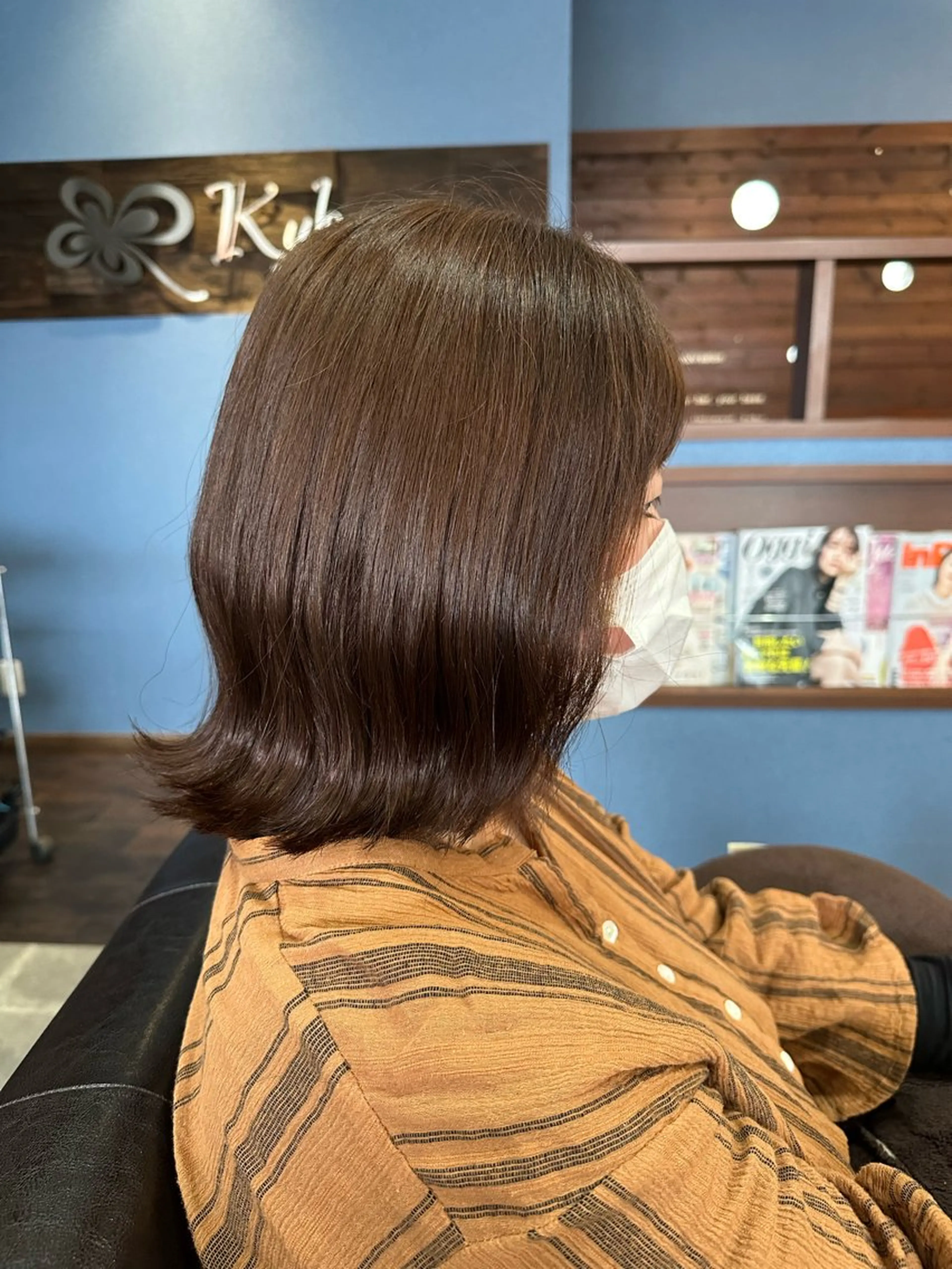 ミディアム ボブ くびれヘア カット ヘアカラー トリートメント 🎀Kubu大橋 夏夢🎀のヘアスタイル