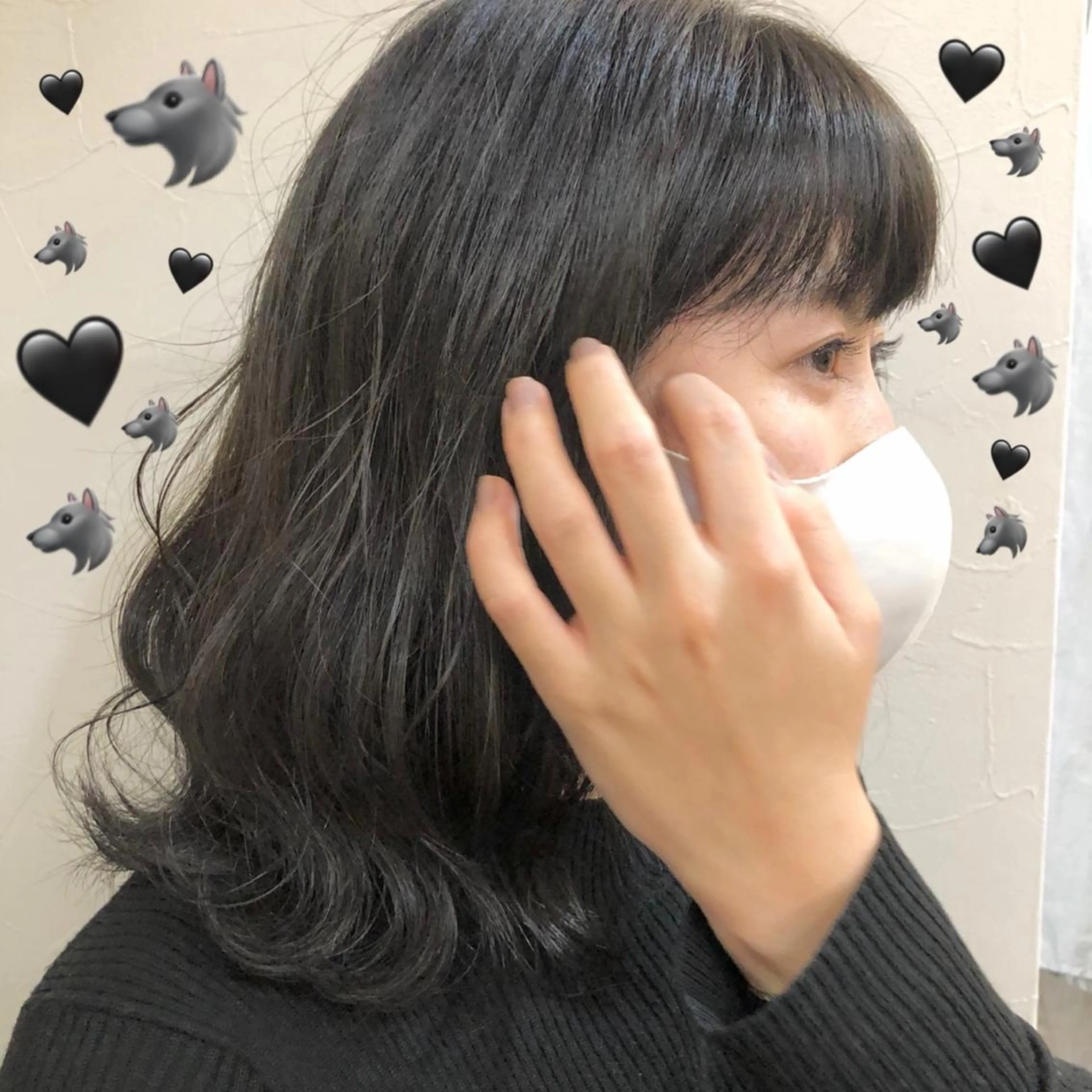 セミロング カラー 黒髪 🍊🍊COコ かぢあおい🍊🍊のヘアスタイル