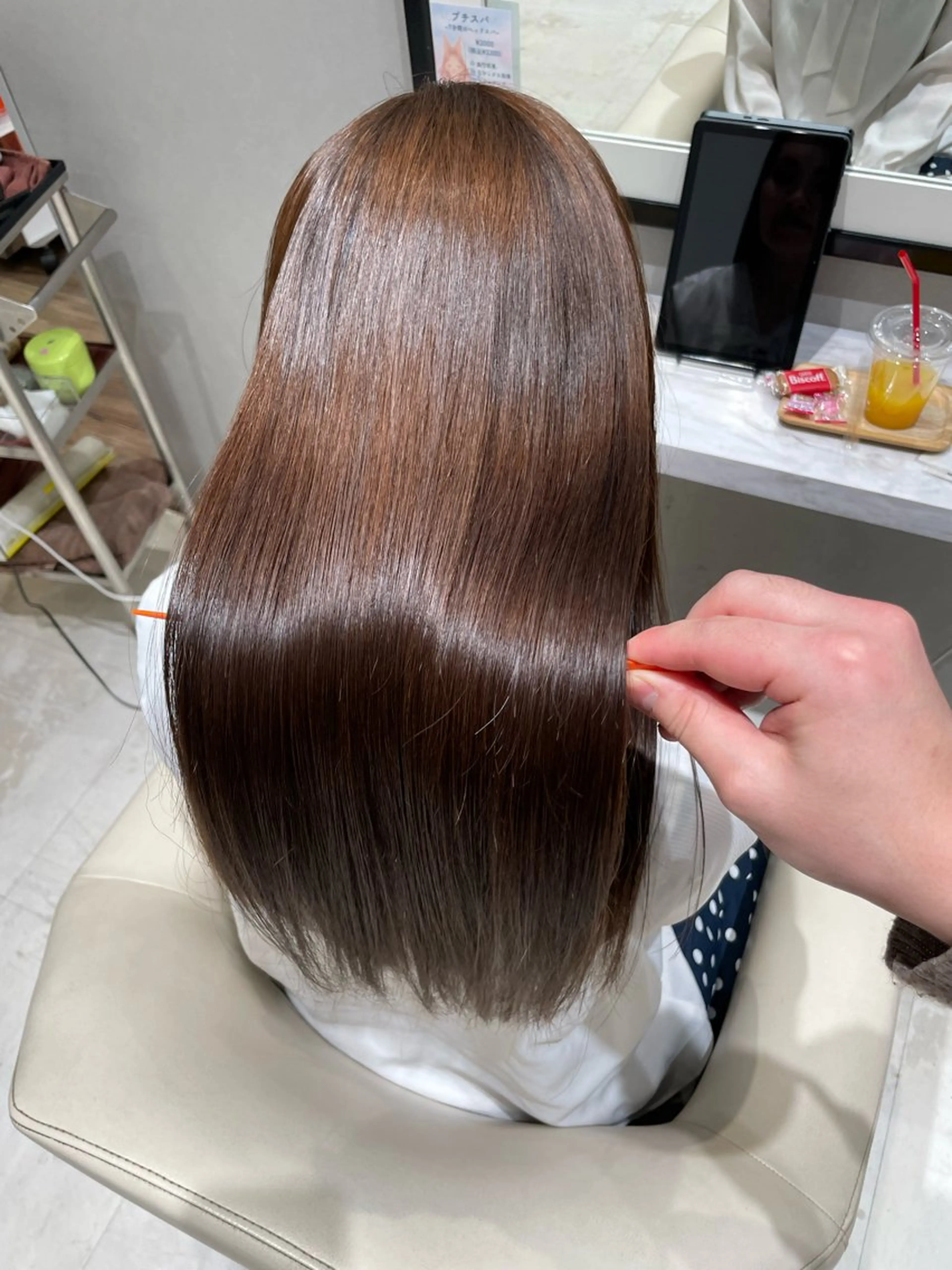 ロング パーマ 縮毛矯正 縮毛矯正 トリートメント k-two✨たき艶感 カラー／美髪矯正のヘアスタイル