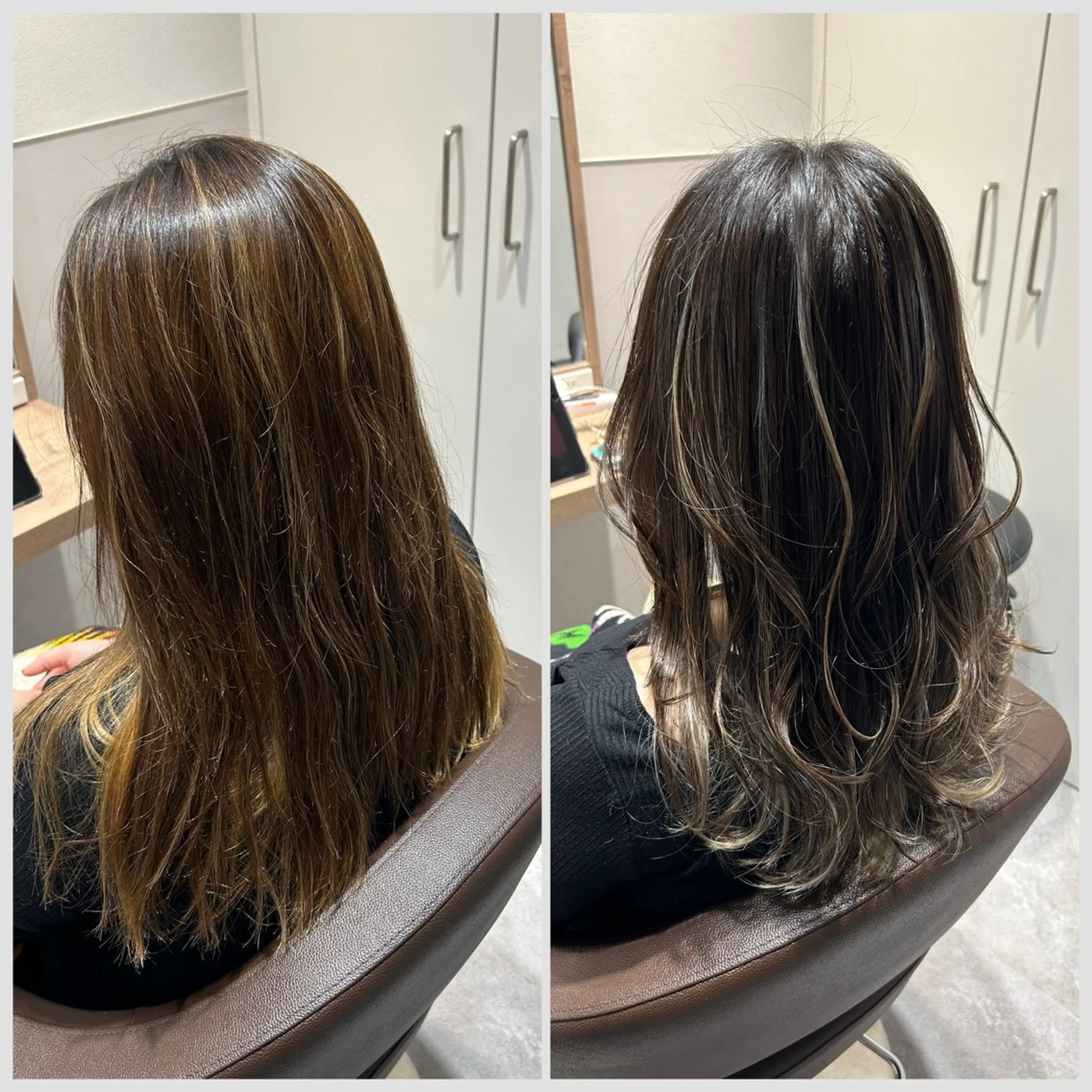 セミロング カラー ダブルカラー ハイライトカラー ハイライト ヘアカラー トリートメント SALOWIN 神戸三宮店所属・【三宮/ブリーチ なしカラー】高田祐也のヘアスタイル