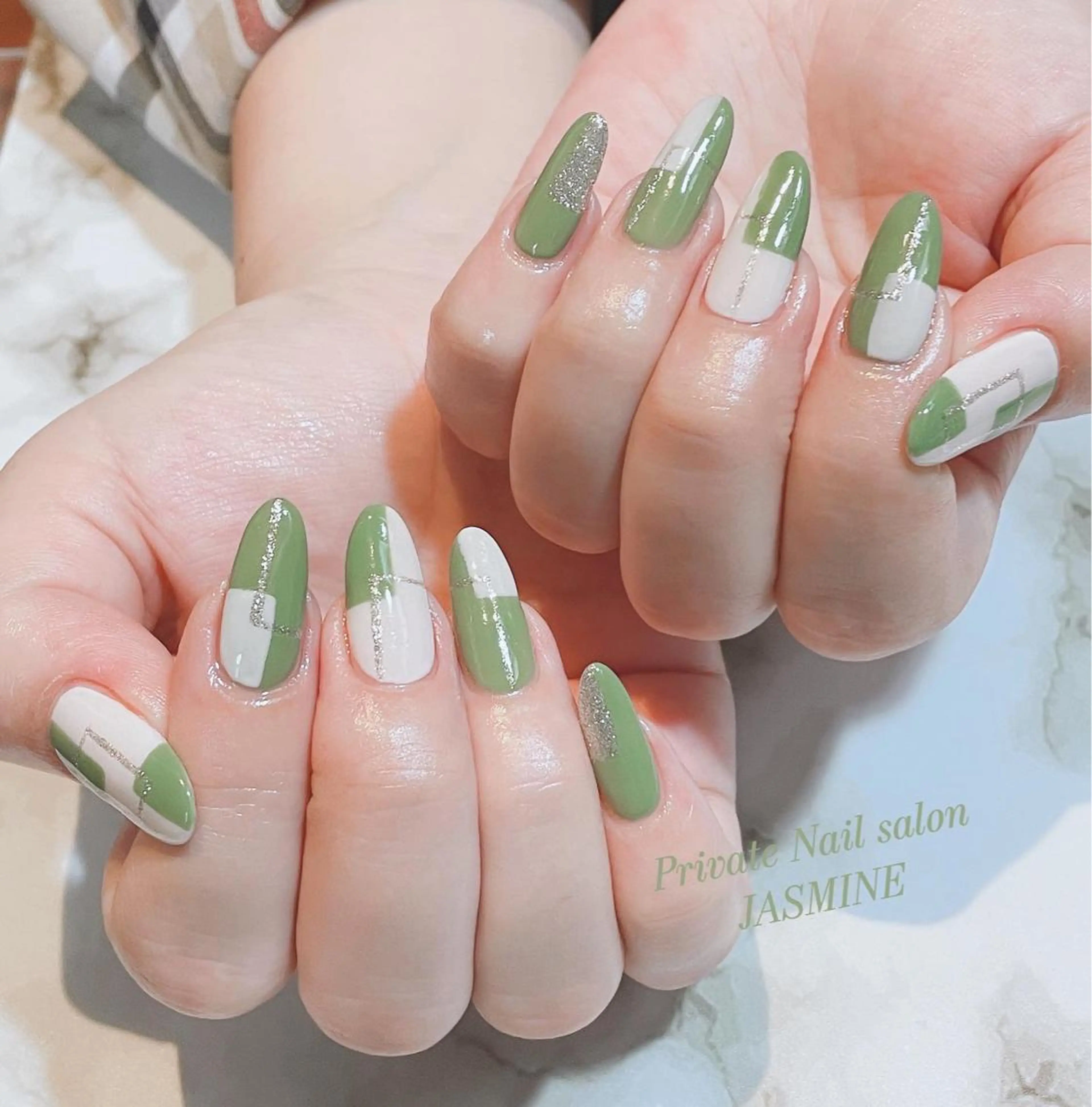 ネイル グリーン Nail salon JASMINEのネイルデザイン