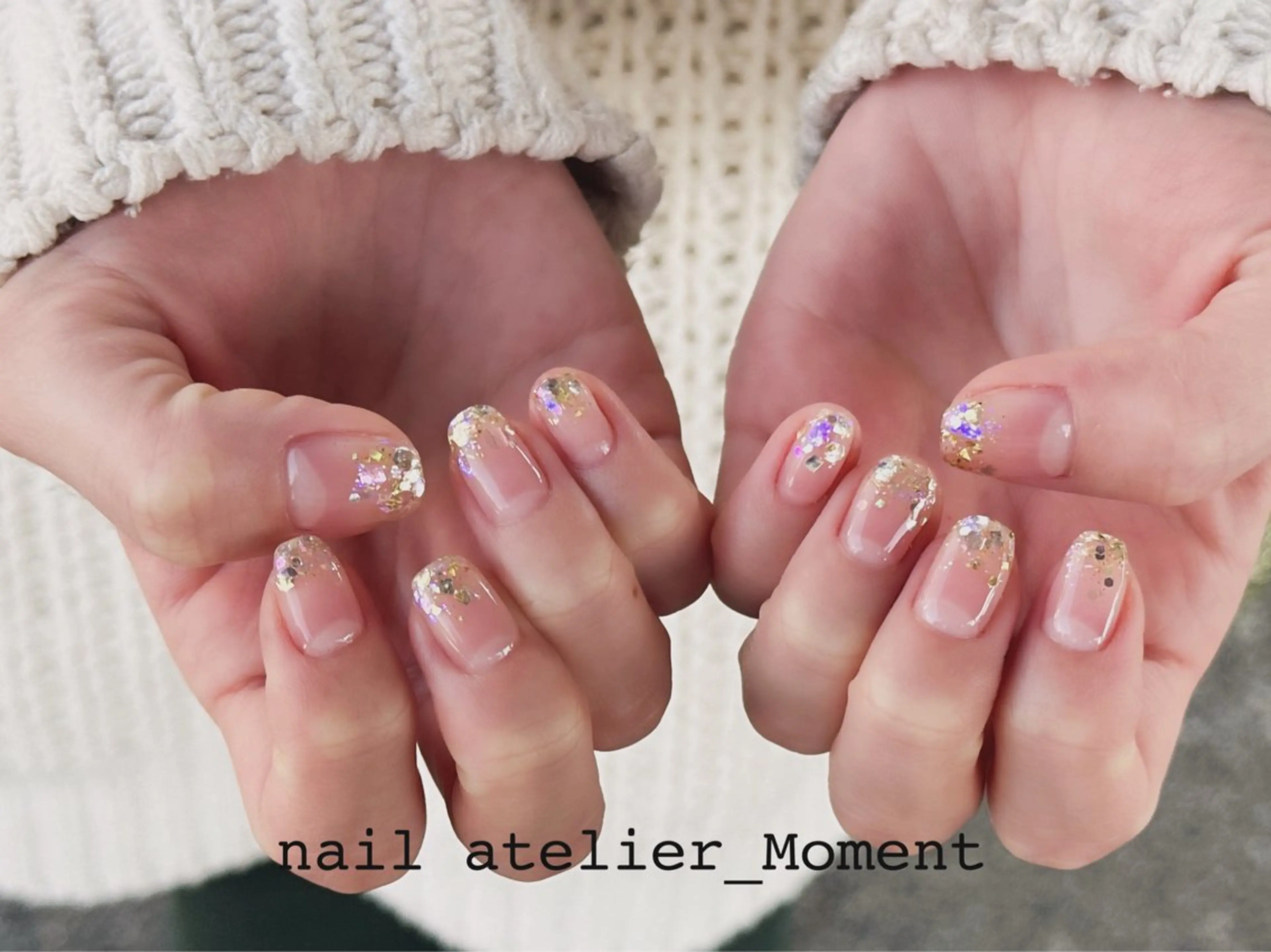 ネイル グラデーション ラメ(グリッター) ラメグラデーション ハンドネイル nail atelier_Moment所属・nail Momentのネイルデザイン