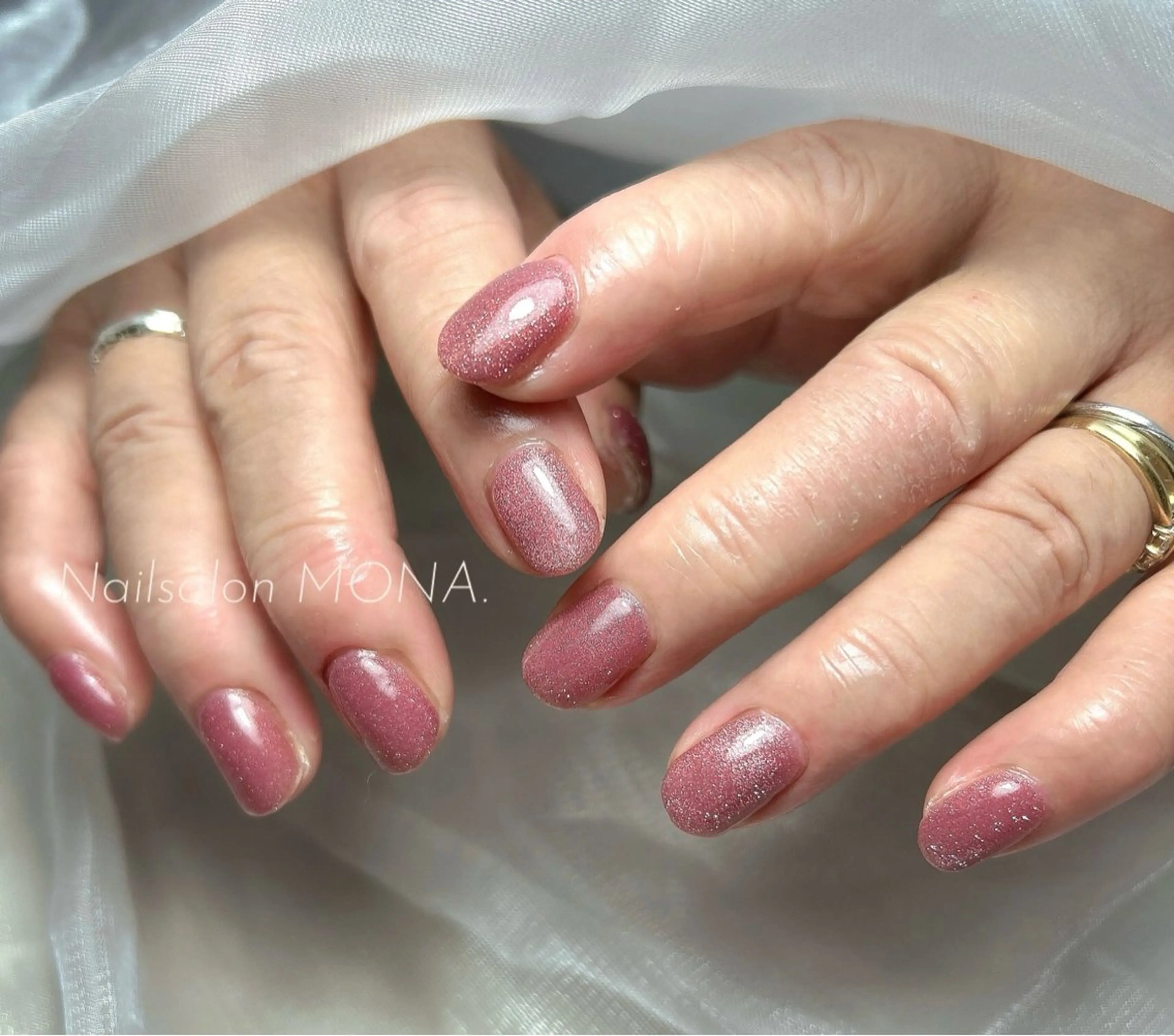 ネイル フラッシュネイル ジェルネイル マグネットネイル パラジェル ピンク Nailsalon MONA.のネイルデザイン