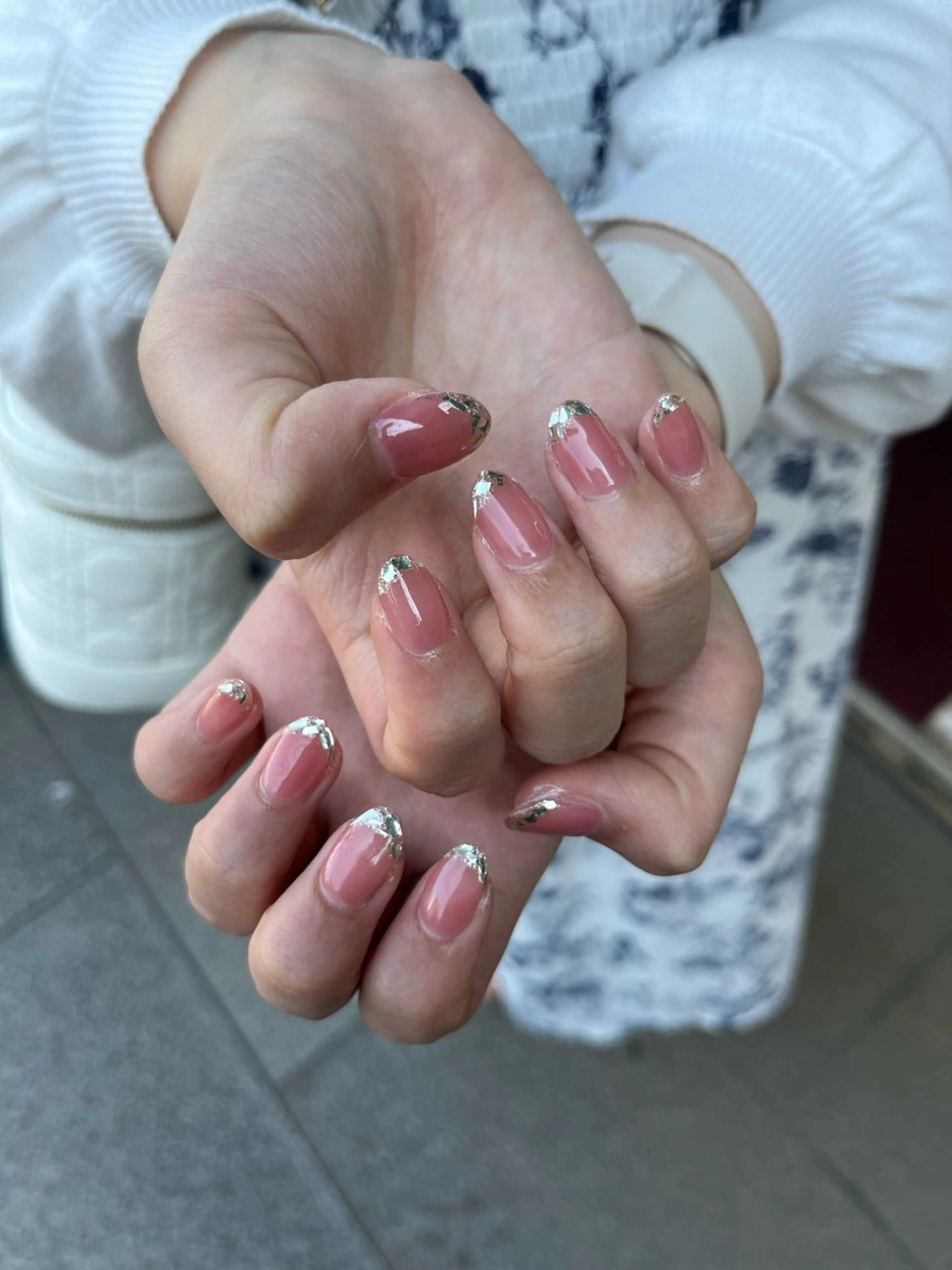ネイル フレンチネイル ガラスフレンチ ハンドネイル Bunnylash 💅💖AKINAのネイルデザイン