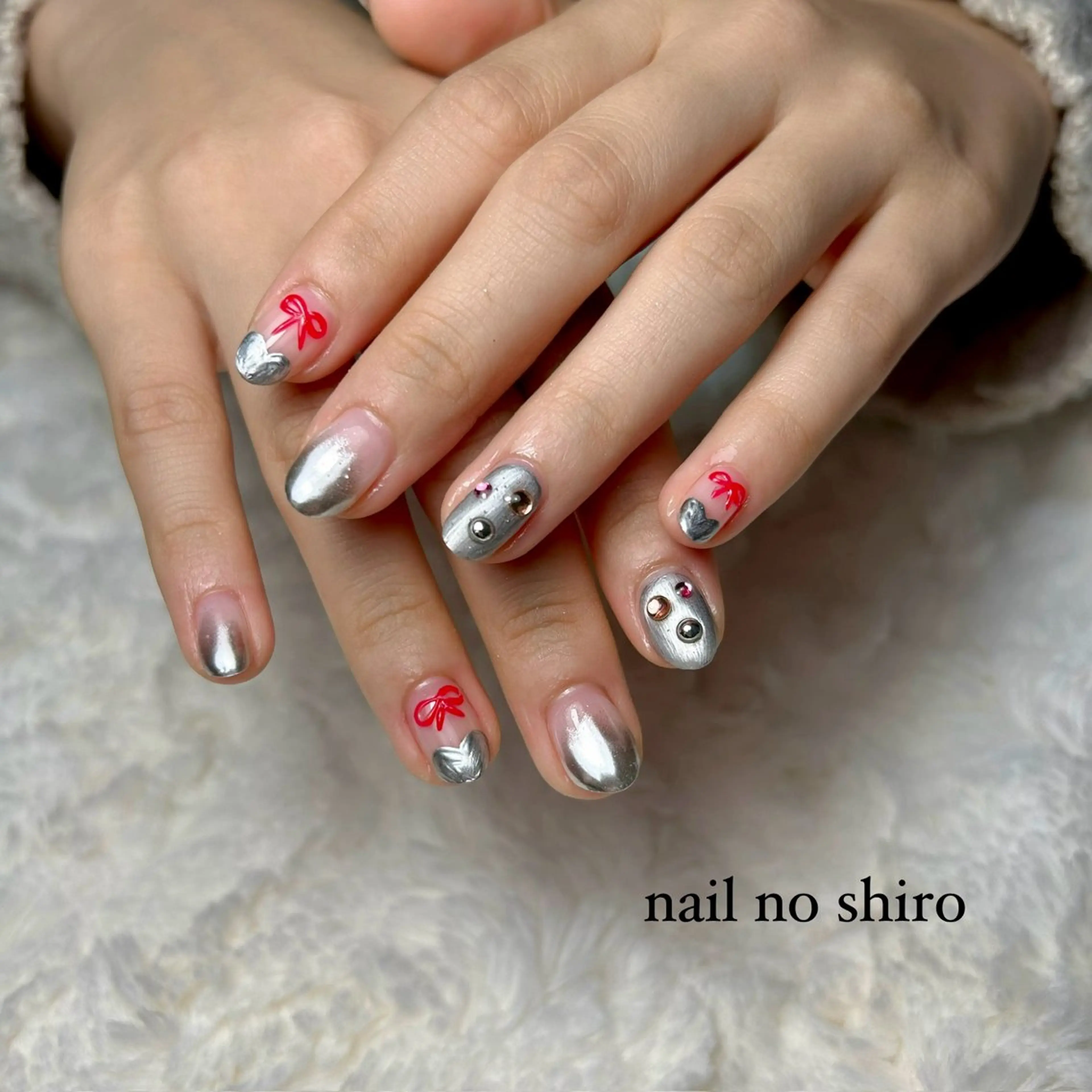 ネイル リボン バレンタイン ハンドネイル nail no shiro/耳つぼのその他イメージ
