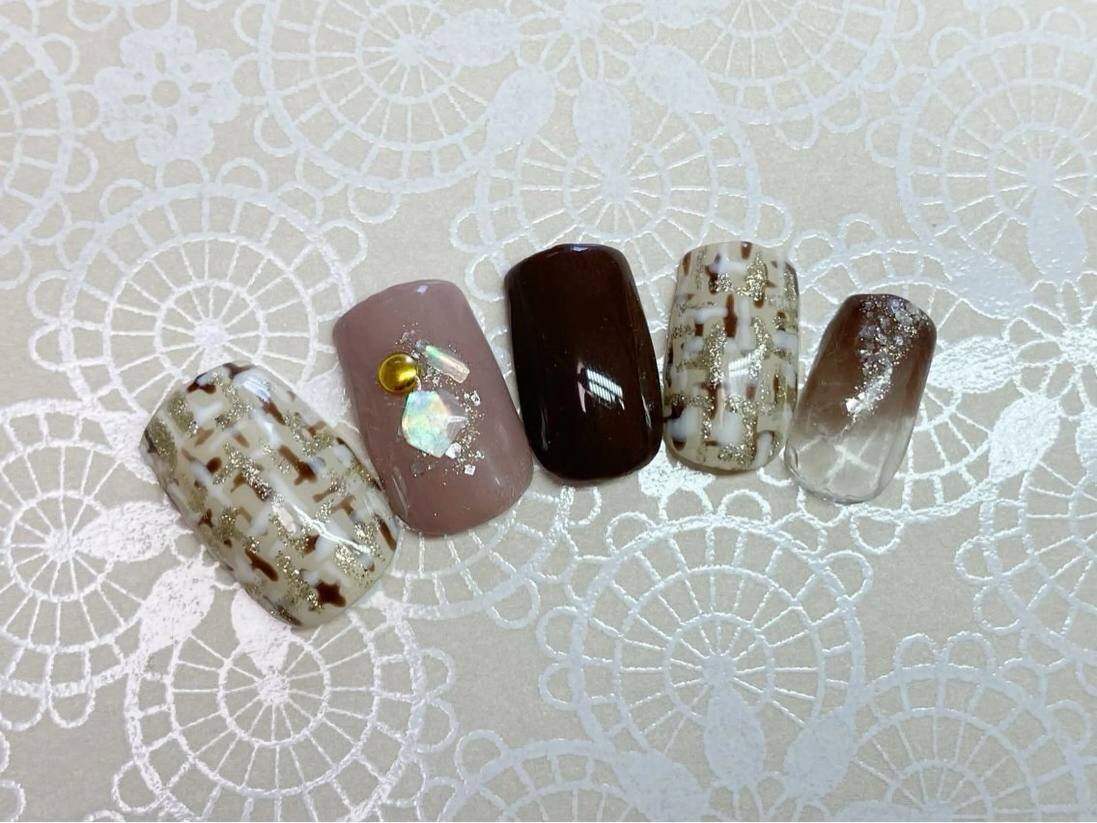 ネイル ツイードネイル 痛ネイル/ワンホン/ フィルイン/長さだしのネイルデザイン