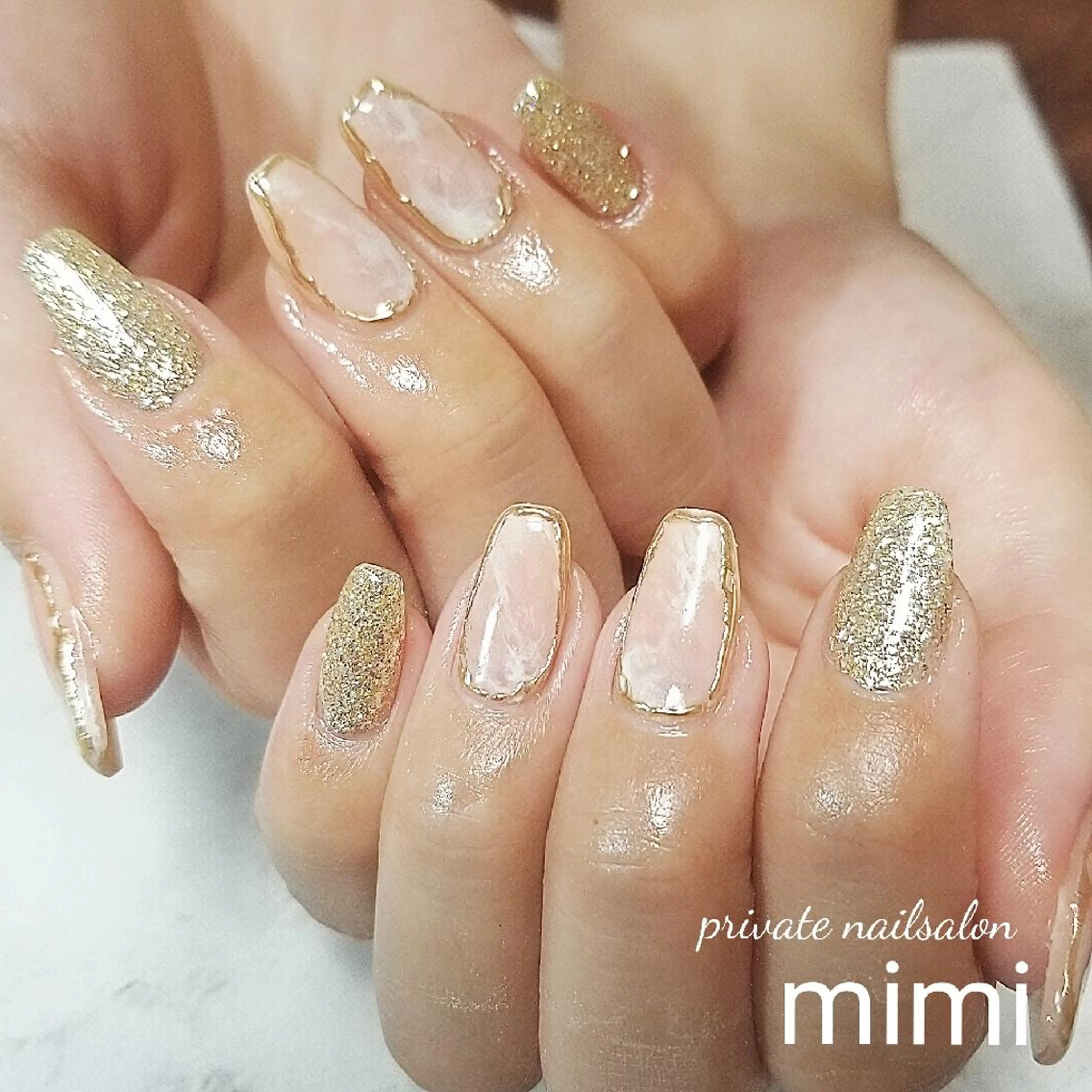 ネイル 大理石ネイル(マーブル) ピンク 博多ネイル ｍｉｍｉのネイルデザイン