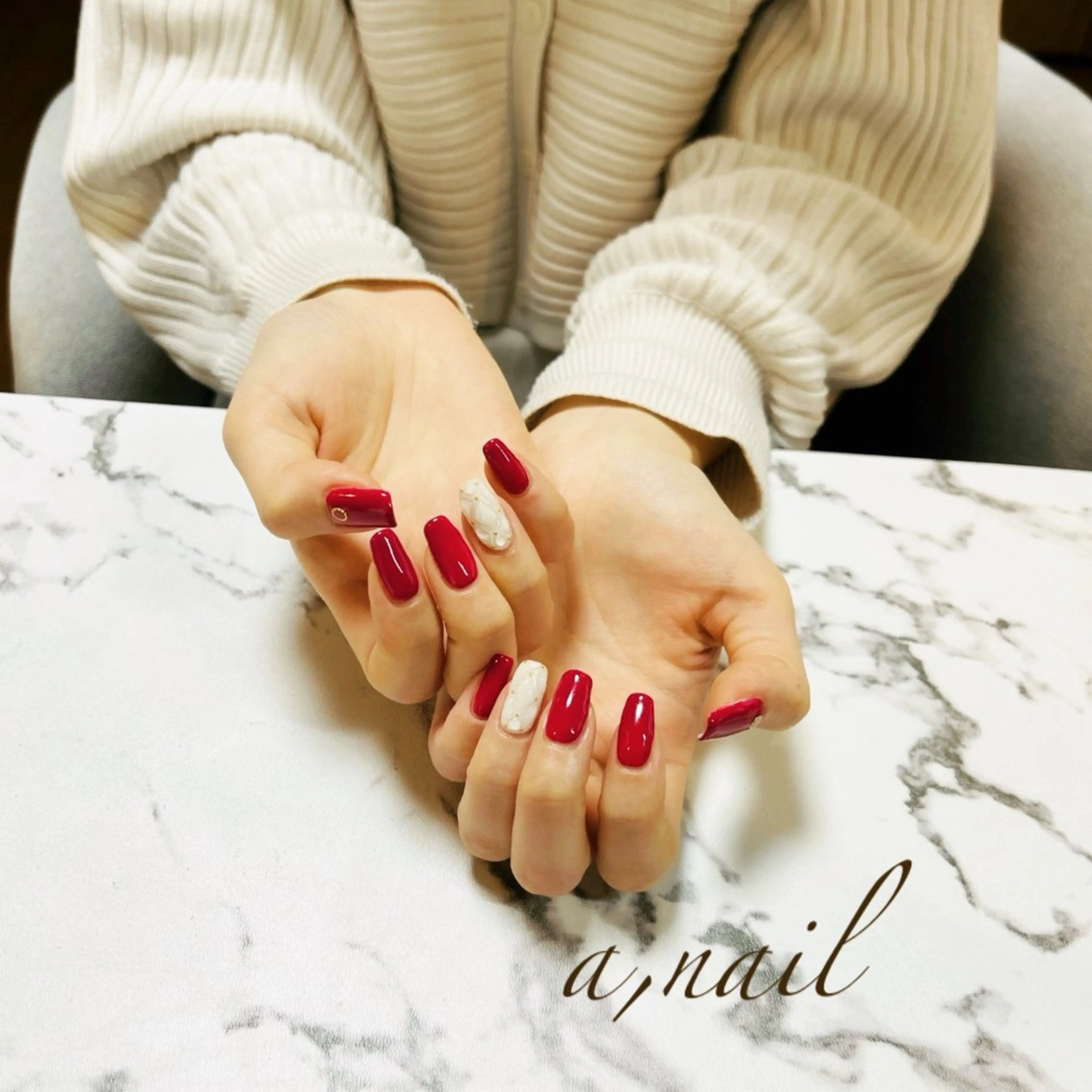 ネイル ボルドー シンプルネイル 冬ネイル ハンドネイル ネイルサロン エーネイルのネイルデザイン