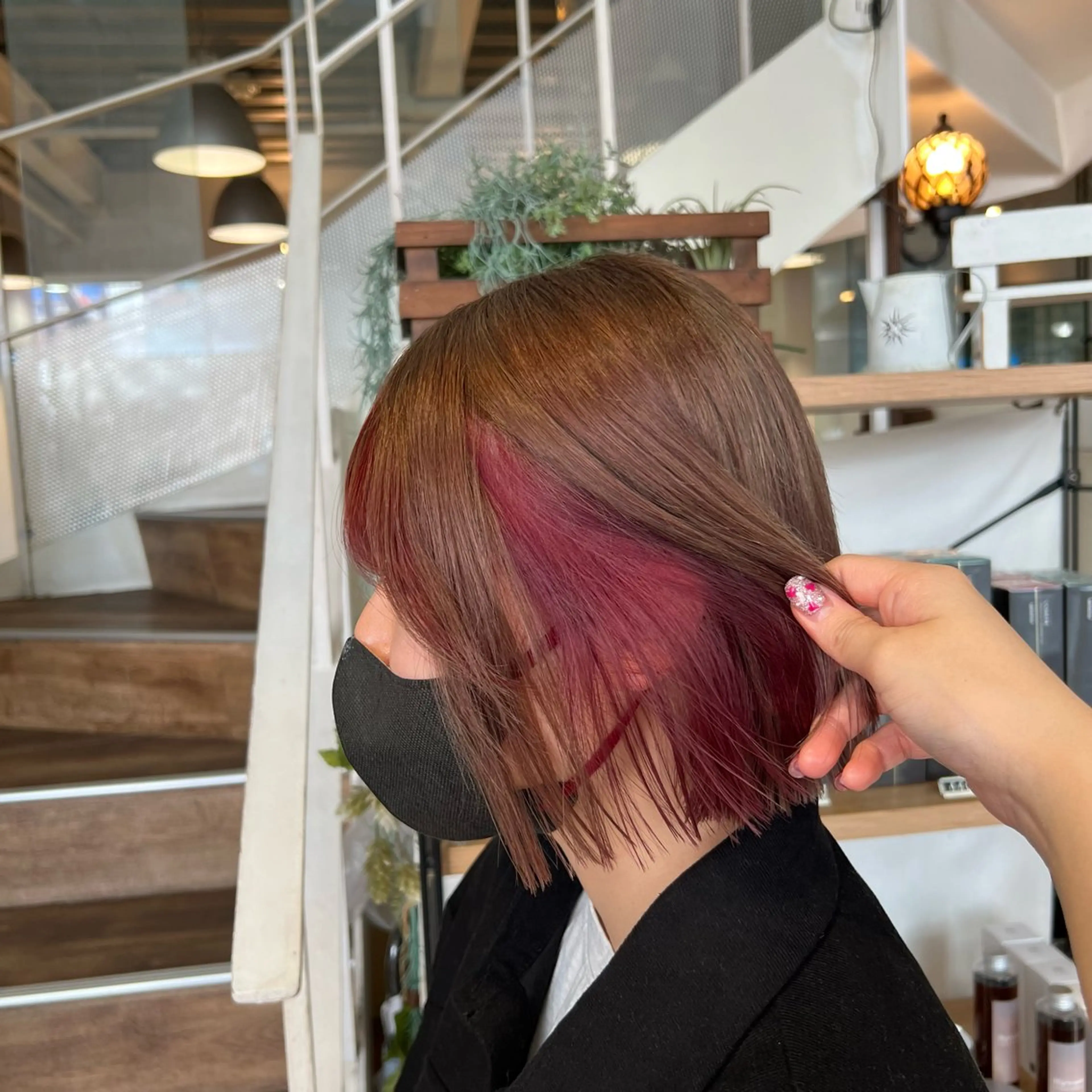 カラー ブラウンカラー ピンクカラー カット ヘアカラー インナーカラー♡ Nanakoのヘアスタイル