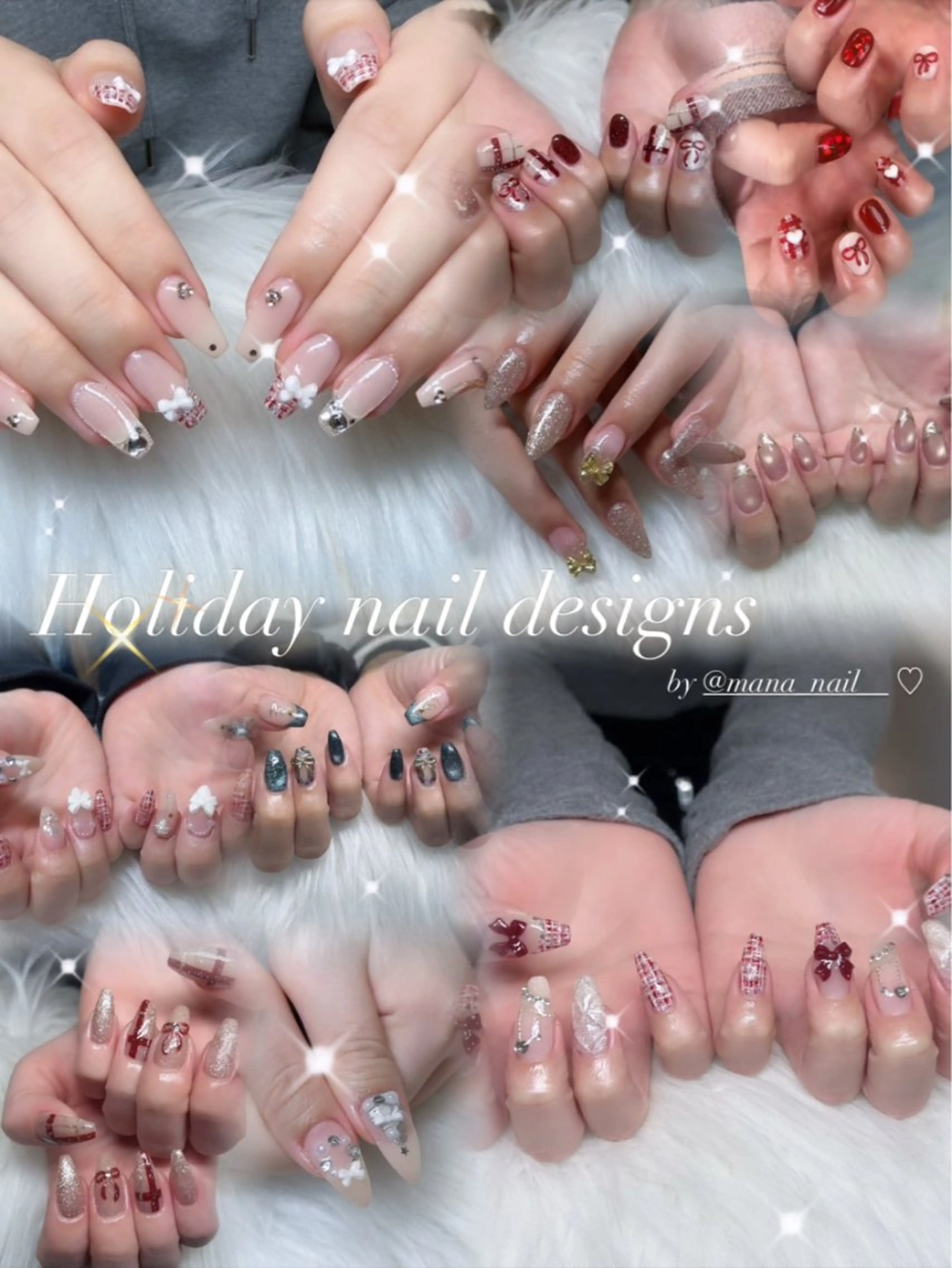 ネイル 冬ネイル クリスマス ハンドネイル 🤍Earth笛吹 𝑴𝒂𝒏𝒂🤍のネイルデザイン