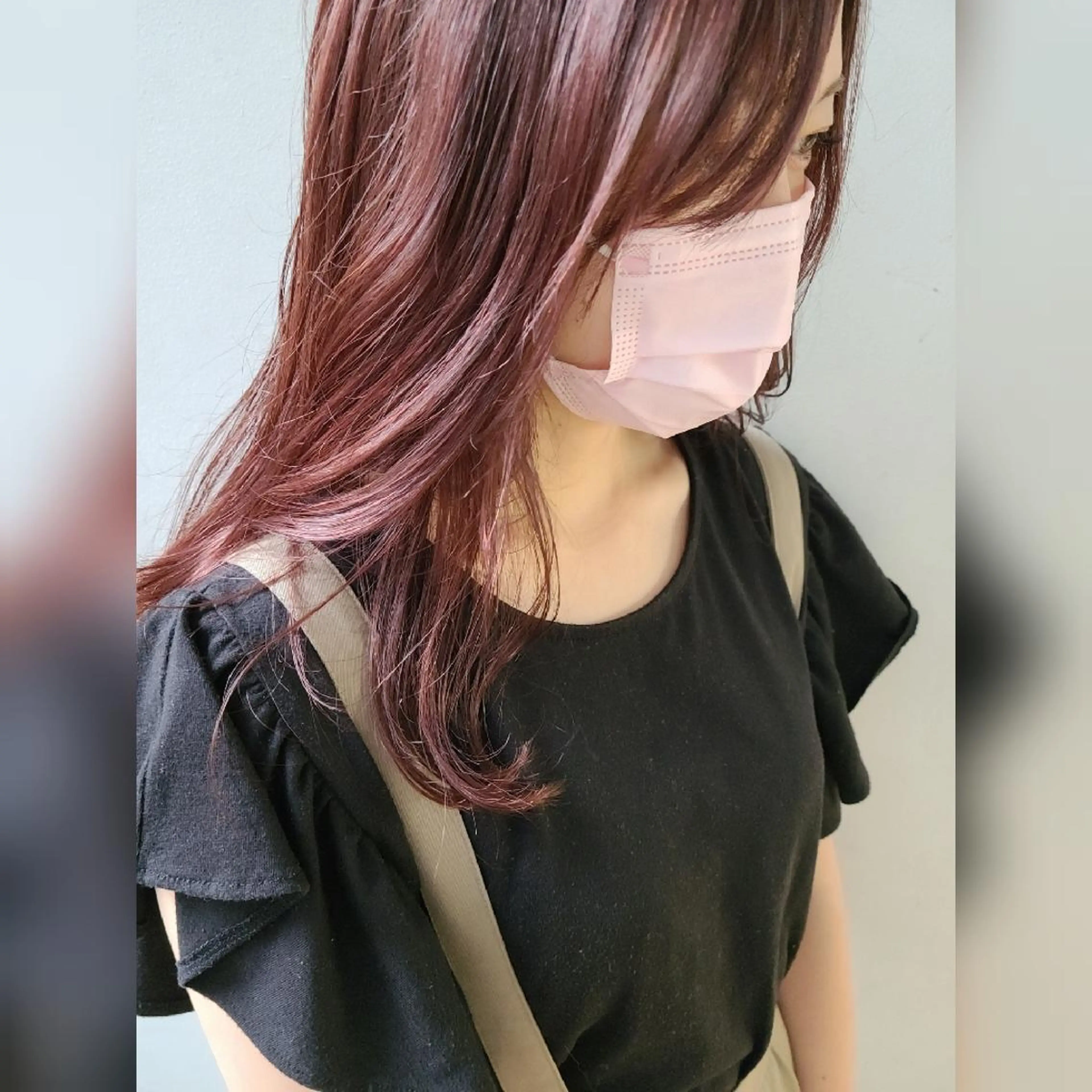 セミロング カラー 透明感カラー オレンジ ピンクカラー バイオレットカラー [Lil by  JIL BLAN]所属・田中 孝征のヘアスタイル