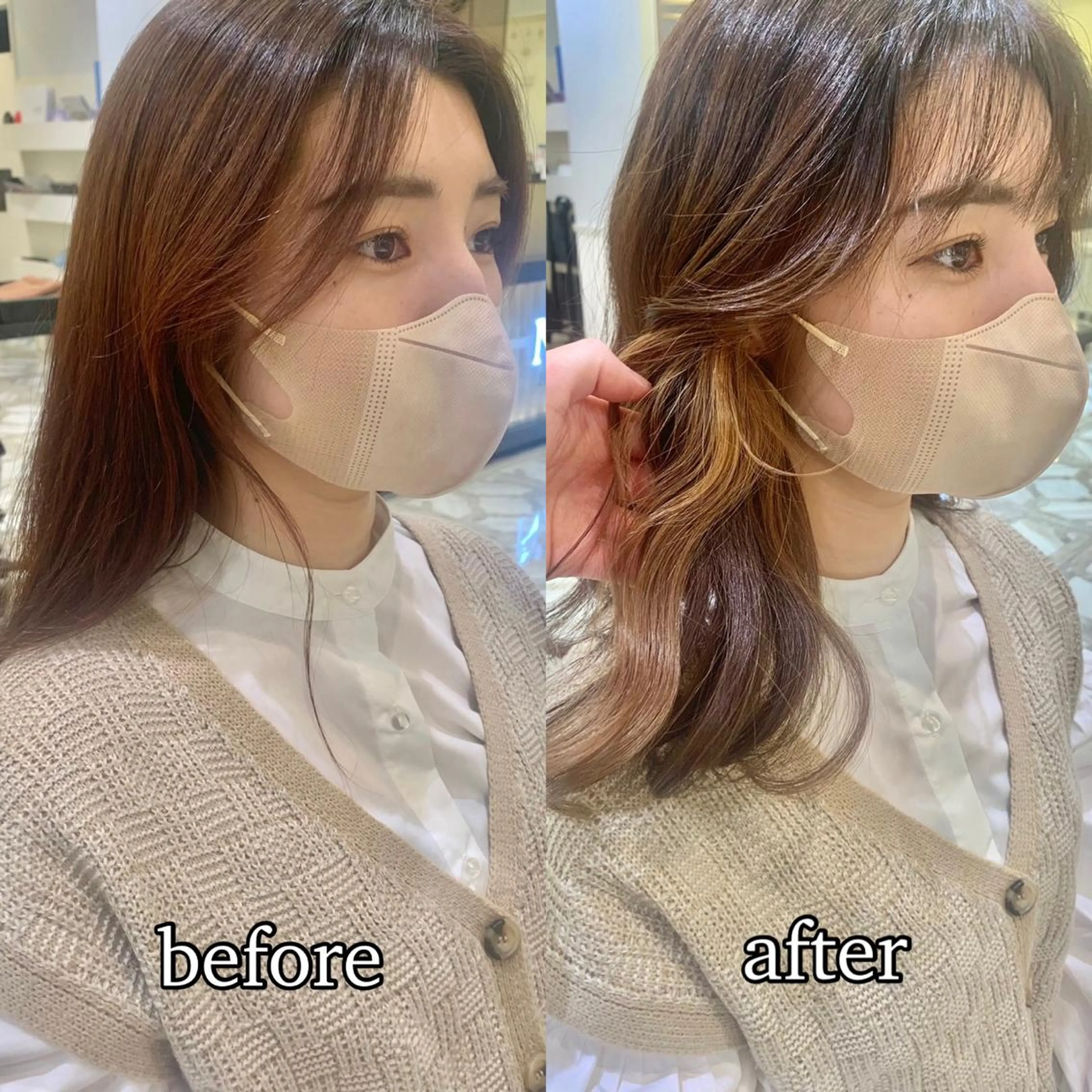 セミロング カラー パーマ ヘアアレンジ メンズ キッズ ネイル マツエク・マツパ アイブロウ カット ヘアカラー トリートメント 《褒められる》 透明感カラー/小嶋のヘアスタイル