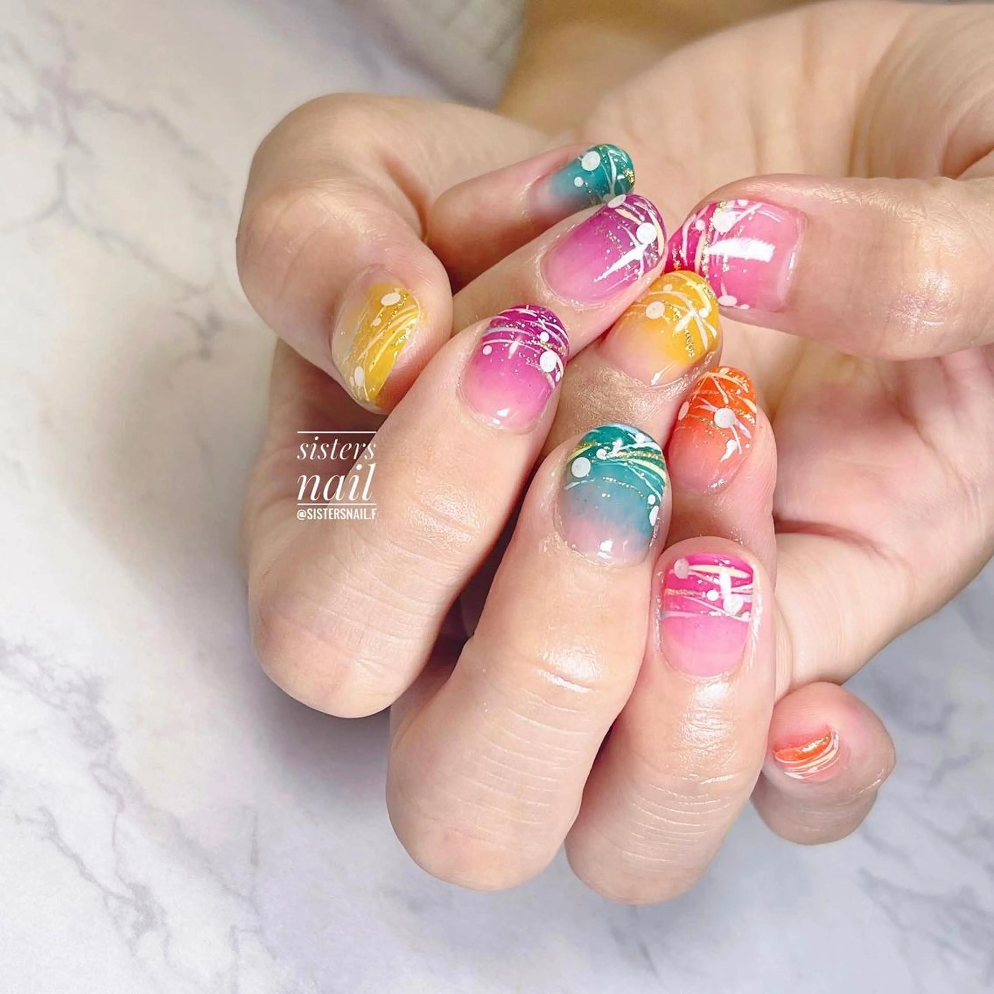 ネイル アートネイル ジェルネイル 夏ネイル ヨーヨーネイル sisters nail.fのネイルデザイン