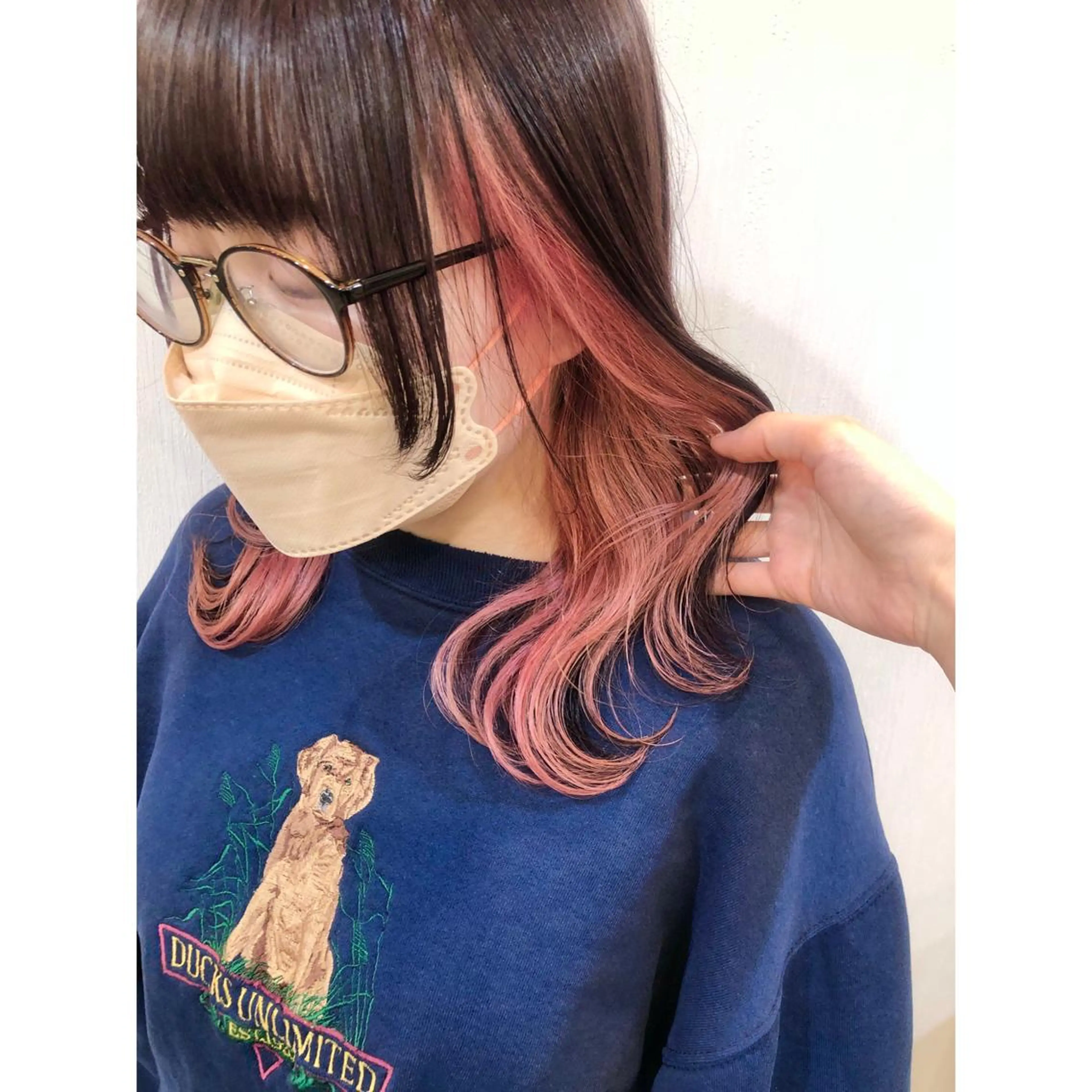 ミディアム カラー インナーカラー ピンクカラー 推しカラー✨ オタク美容師ユウカのヘアスタイル