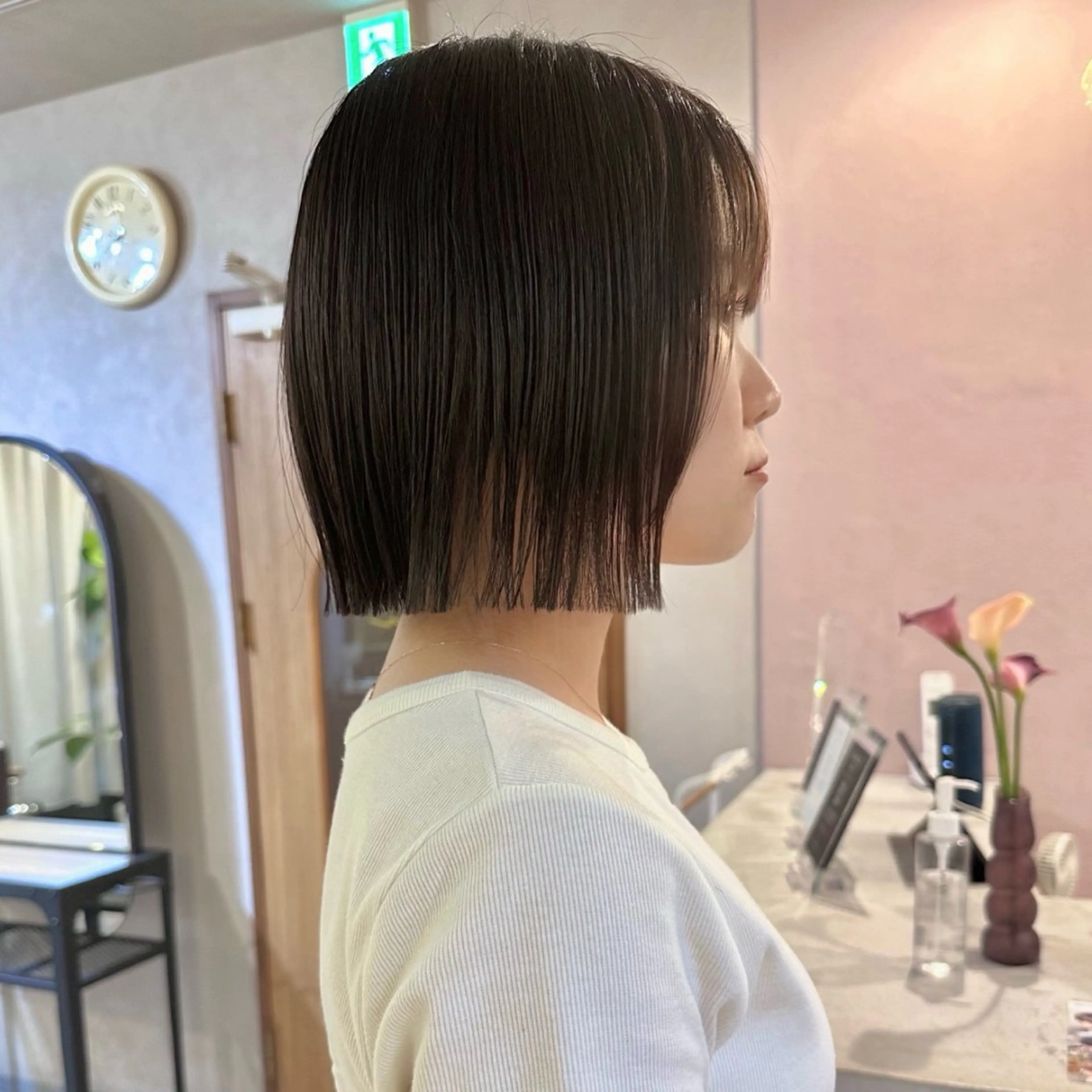 ミディアム カット ヘアカラー はまだ かんたのヘアスタイル