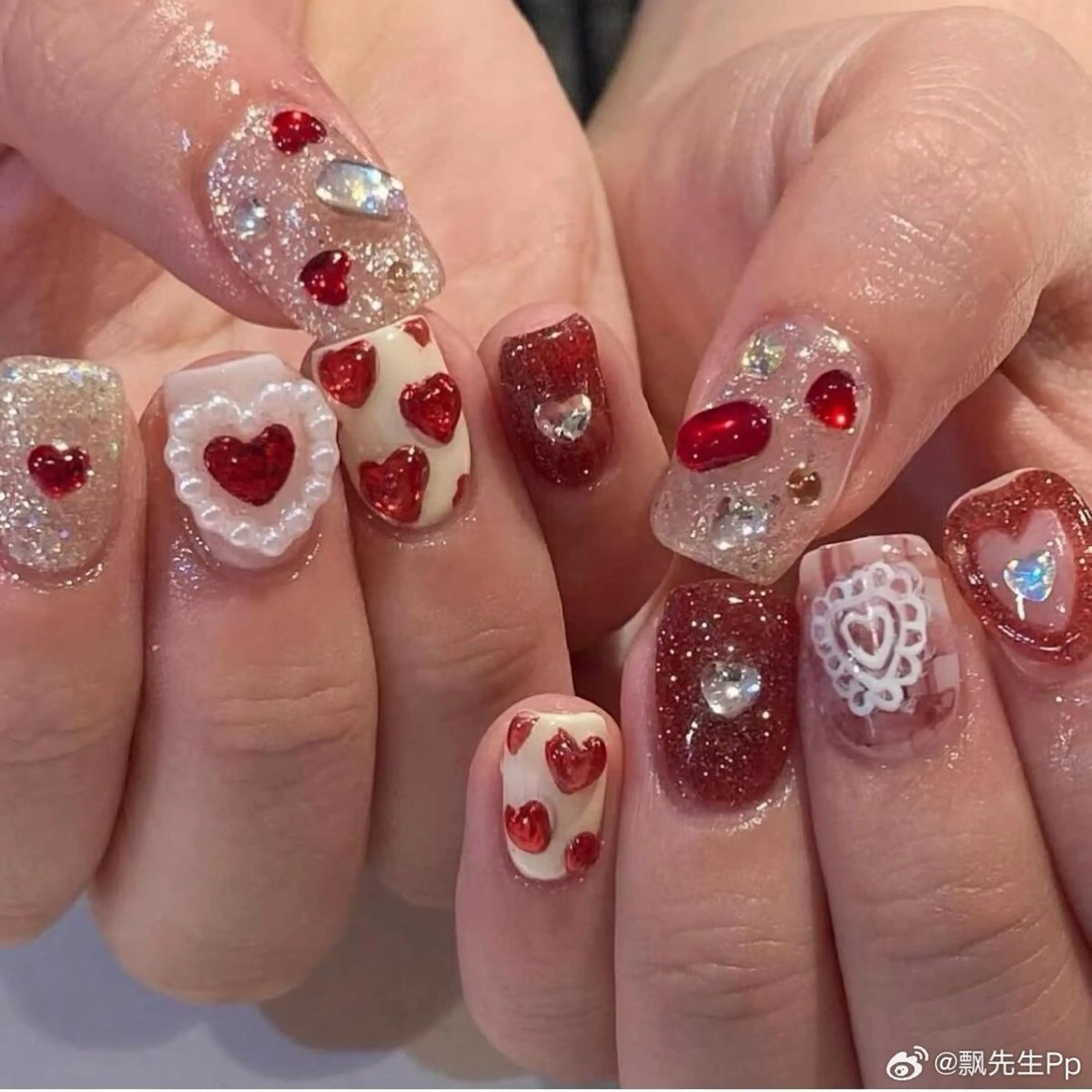ネイル チークネイル クリアネイル ガーリー キラキラネイル 韓国ネイル ハンドネイル Ume Nail Studioのネイルデザイン