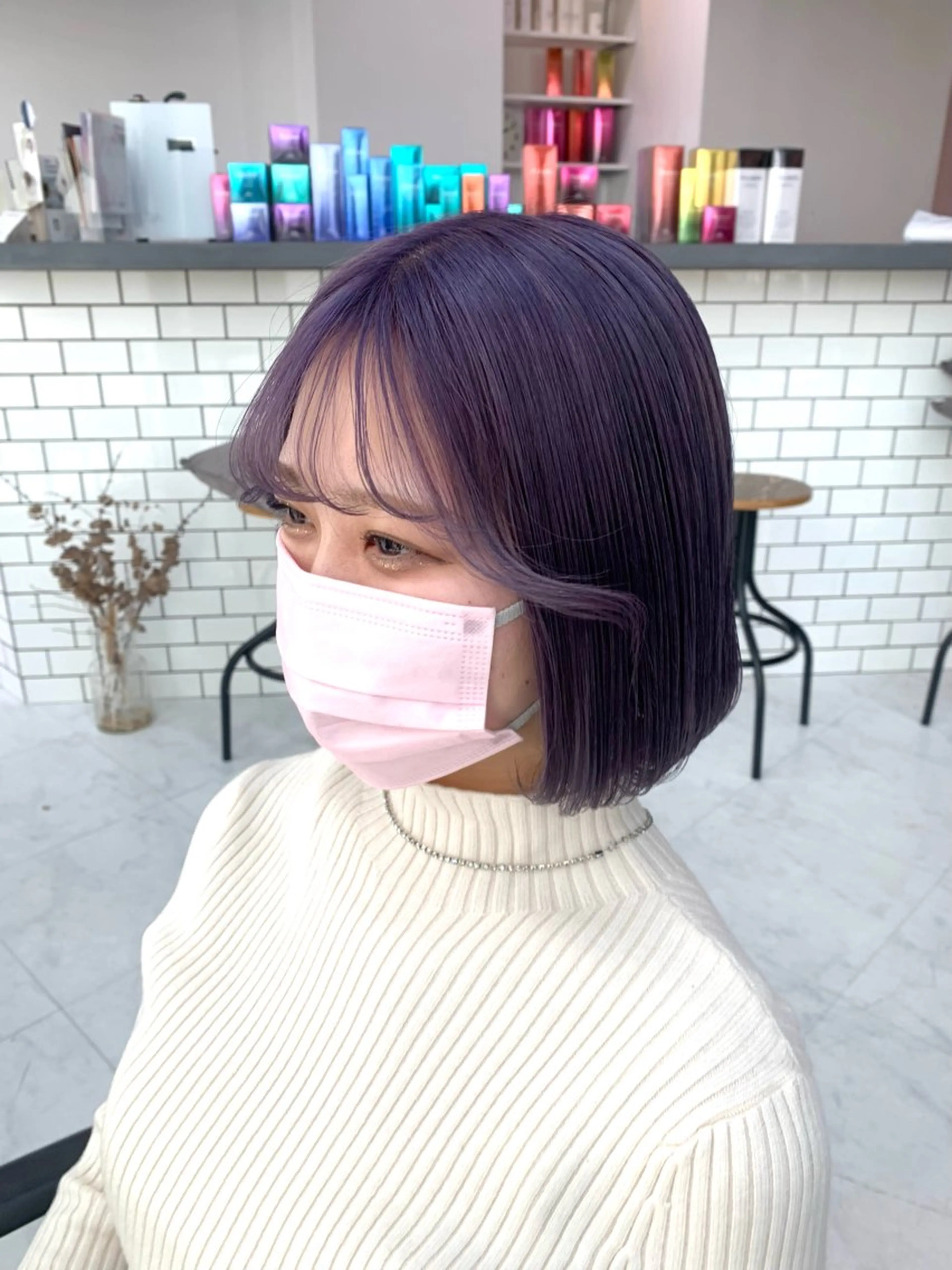 ショート カラー ヘアカラー トリートメント ♡ラベンダー/ピンク /顔まわり♡ネイロのヘアスタイル
