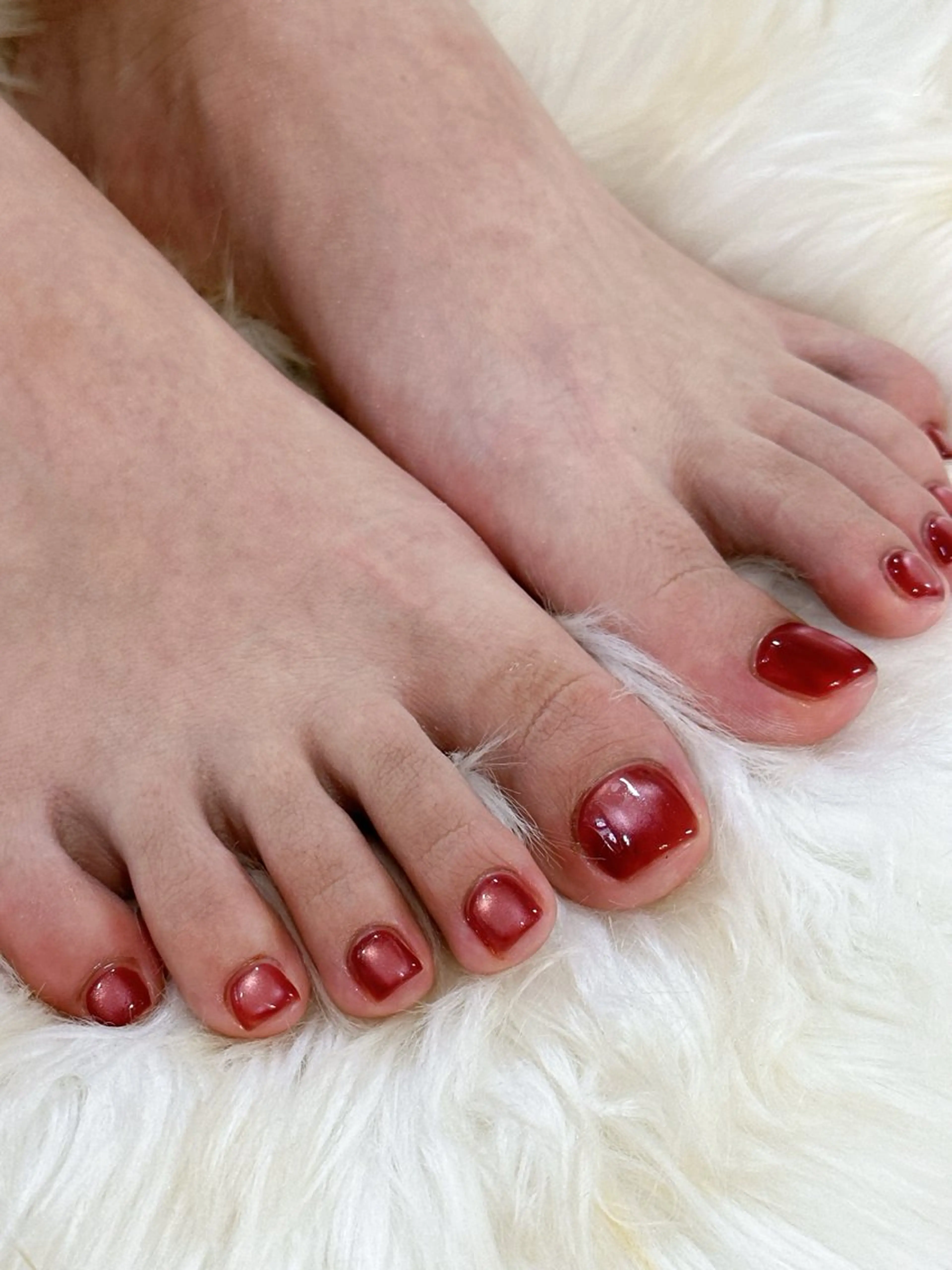 ネイル オーロラネイル ブルー フットネイル フレンチネイル ジェルネイル フットネイル kiki nail たまプラーザのネイルデザイン