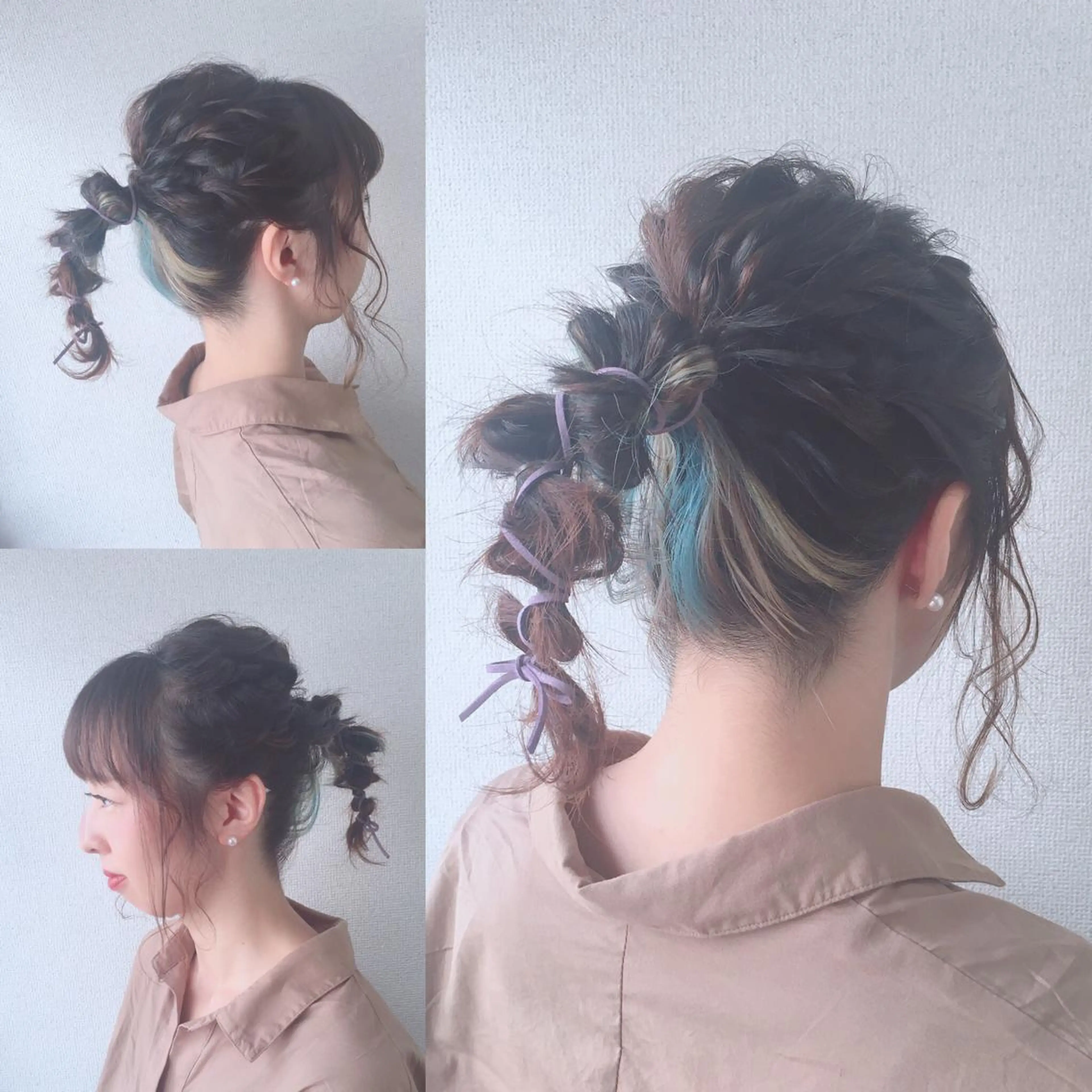 セミロング カラー ヘアアレンジ インナーカラー カット ヘアカラー Partie （パルティー）のヘアスタイル