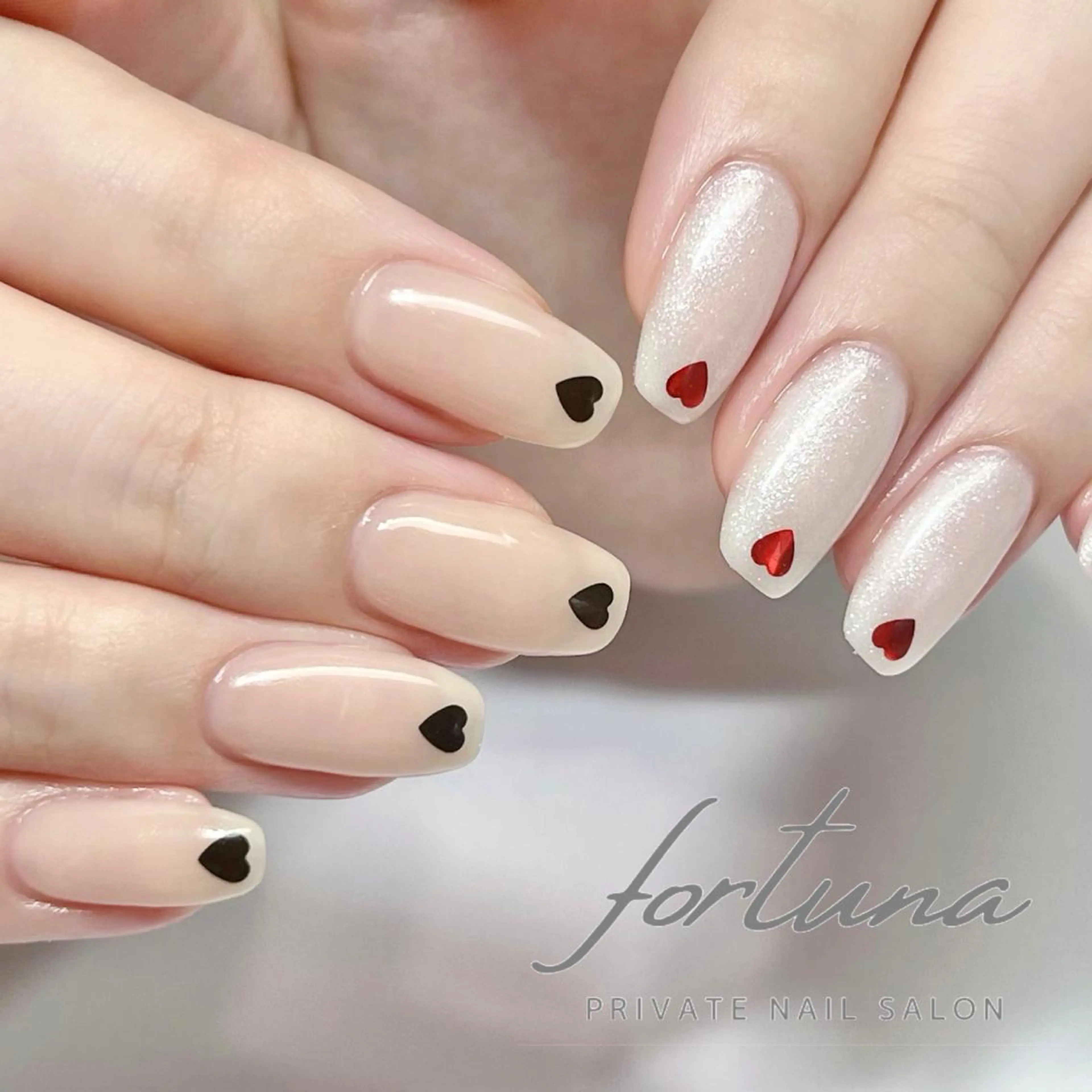 ネイル ハート ホログラムネイル ハンドネイル fortuna 武藤裕美のネイルデザイン