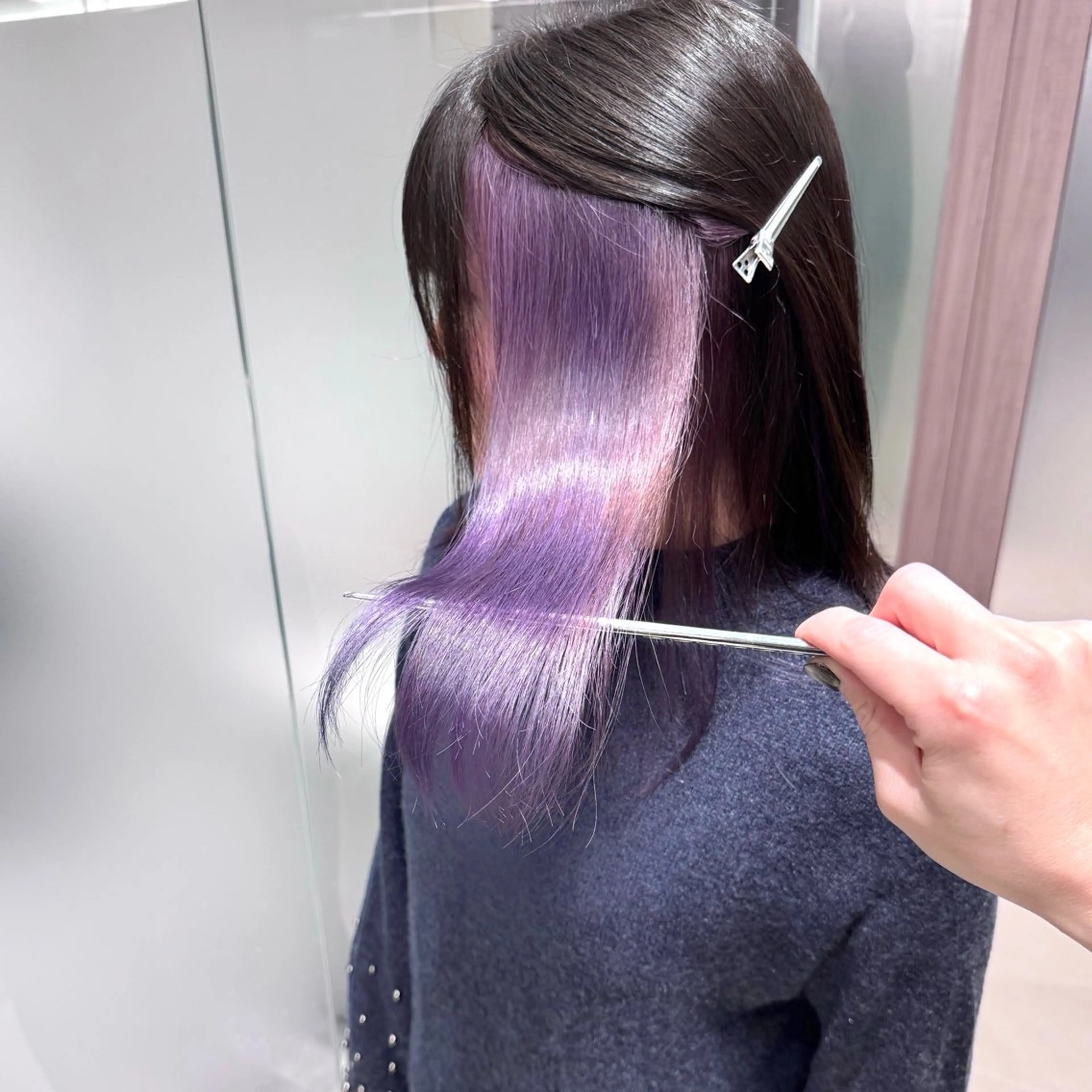 セミロング カラー カット ヘアカラー トリートメント MiU所属・髪質改善ストレート ✖️ブリーチゆたかのヘアスタイル