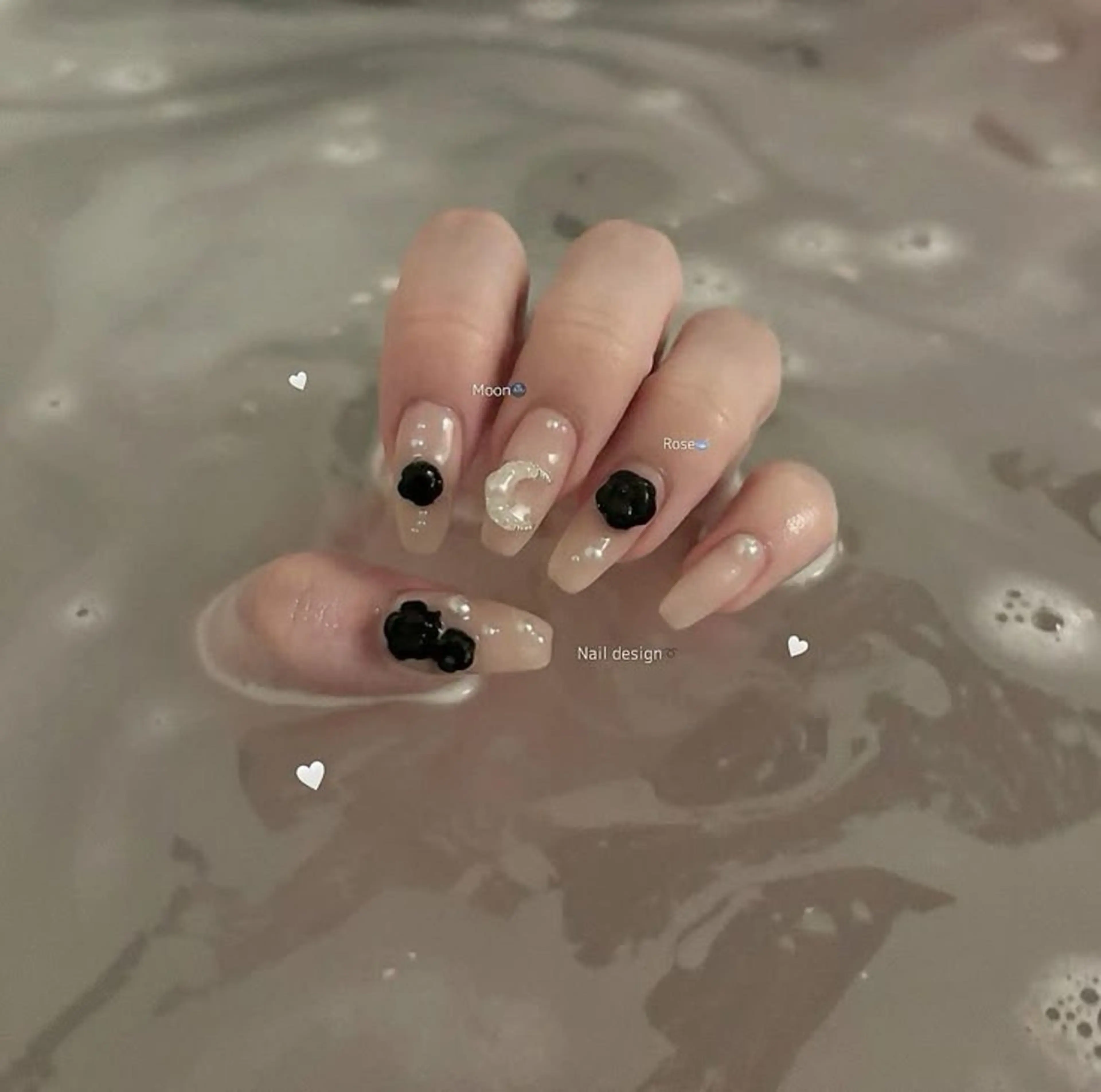 ネイル アートネイル フレンチネイル ジェルネイル 韓国ネイル マグネットネイル 波 なみのネイルデザイン