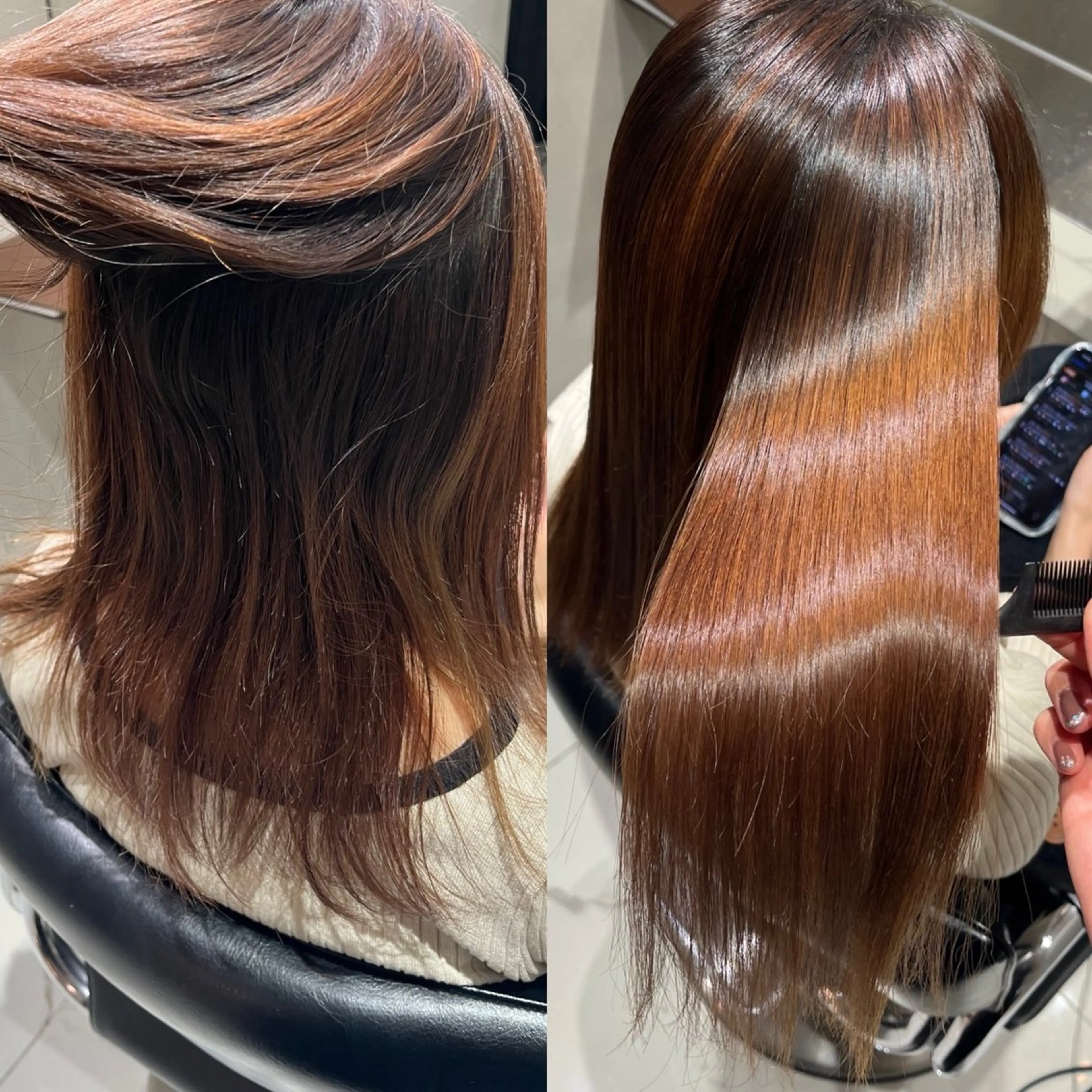セミロング パーマ ゆあ♡ 髪質改善×美髪矯正のヘアスタイル