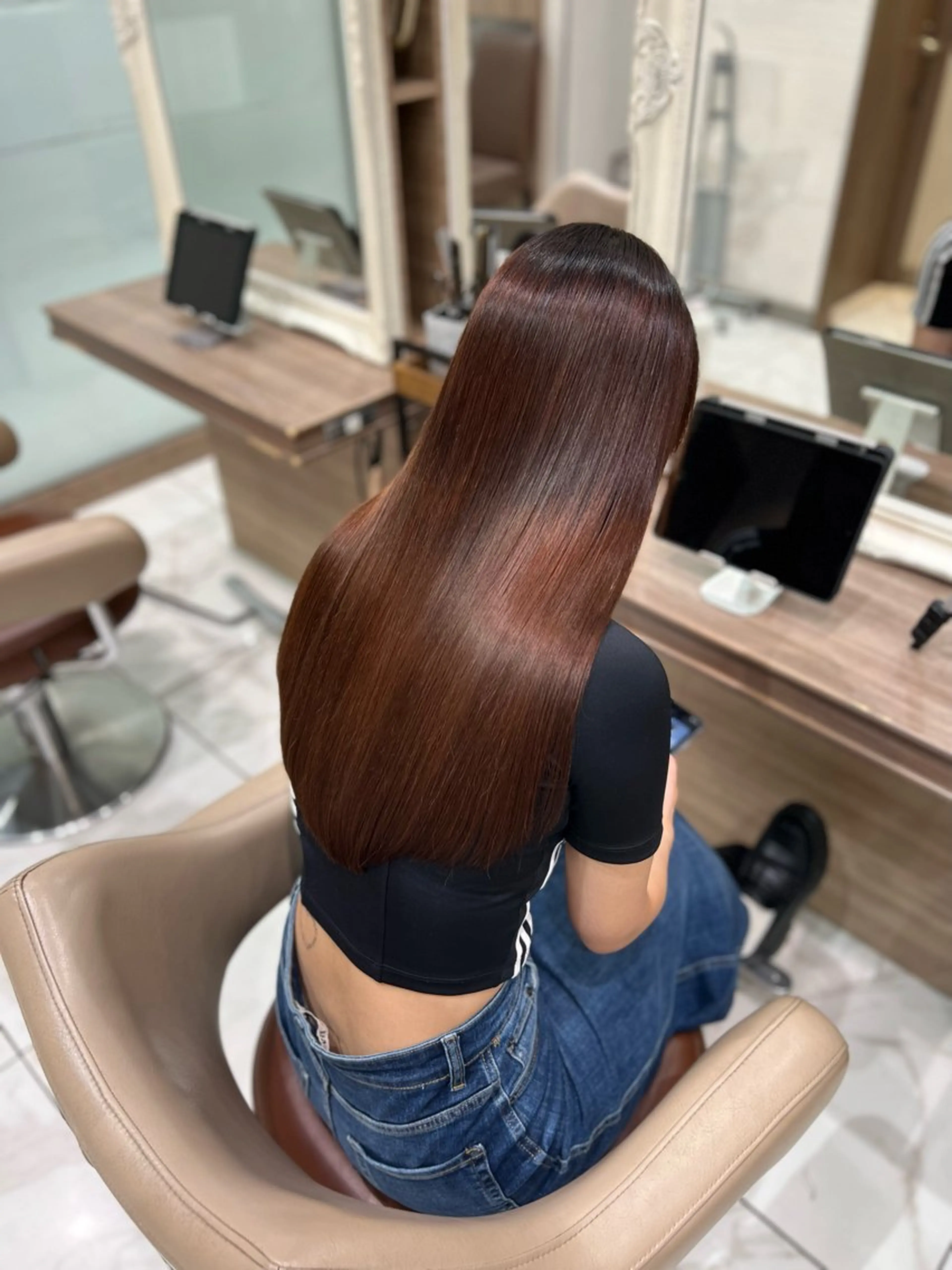 ロング 縮毛矯正 レイヤー×韓国 🇰🇷鈴木啓太のヘアスタイル