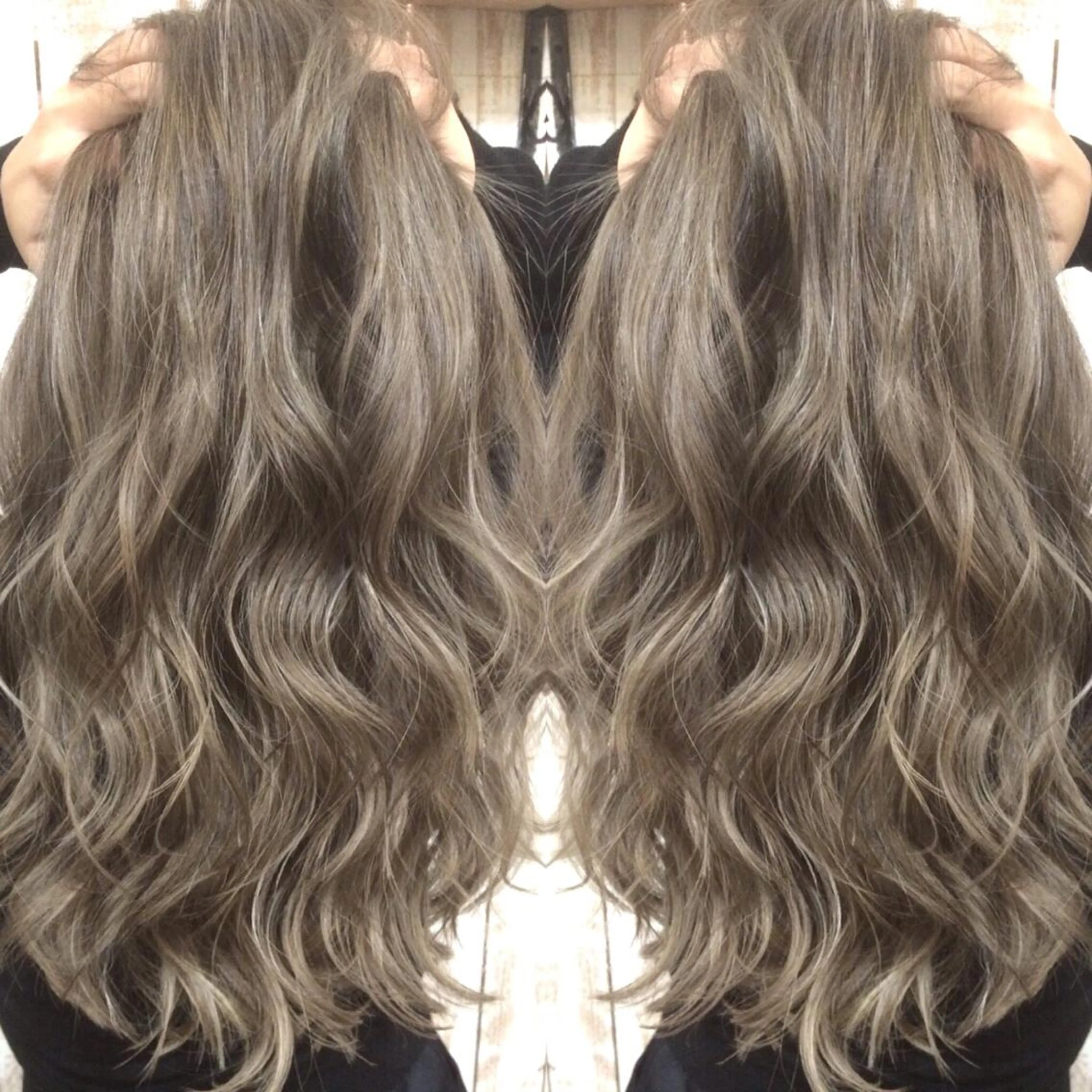 ロング カラー ベージュカラー ハイライトカラー 3Dハイライト ハイライト ヘアカラー トリートメント 井上 一平のヘアスタイル