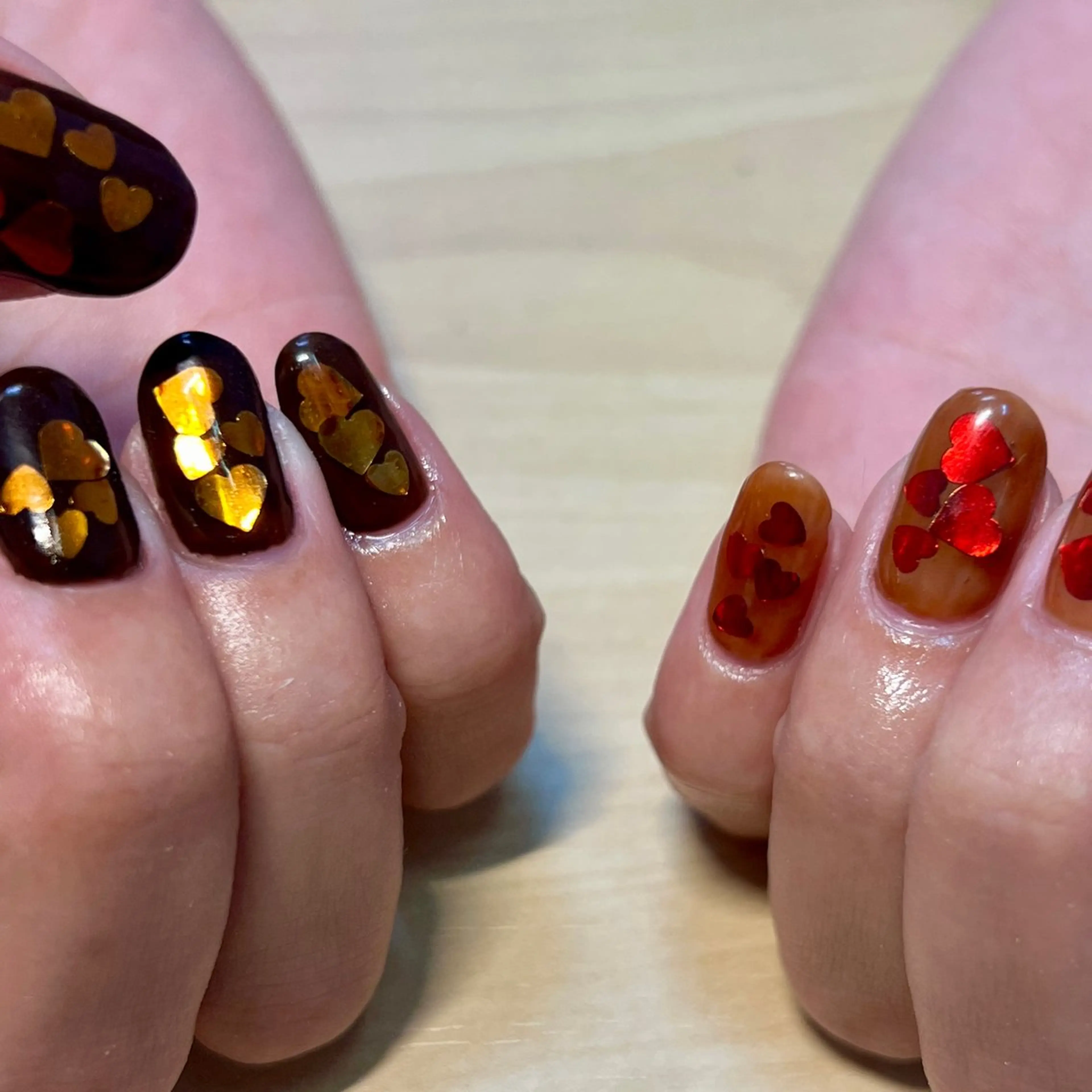 ネイル ハート バレンタイン ハンドネイル 個性派ニュアンス nuts nail所属・【池袋】nuts nail　なつみのネイルデザイン