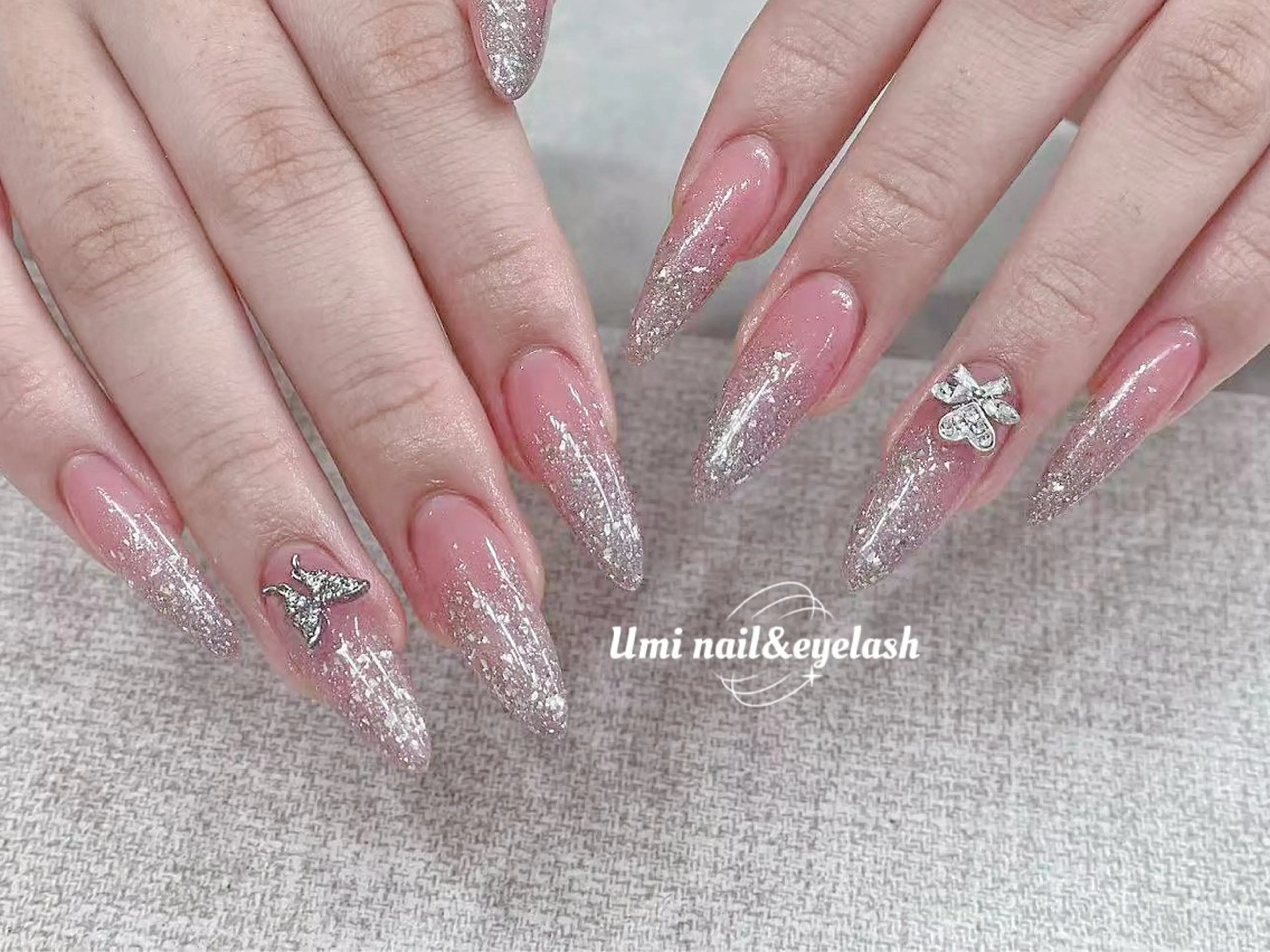 ネイル 長さ出し フレンチネイル ジェルネイル ガラスフレンチ 韓国ネイル ハンドネイル Umi nail& eyelashのネイルデザイン