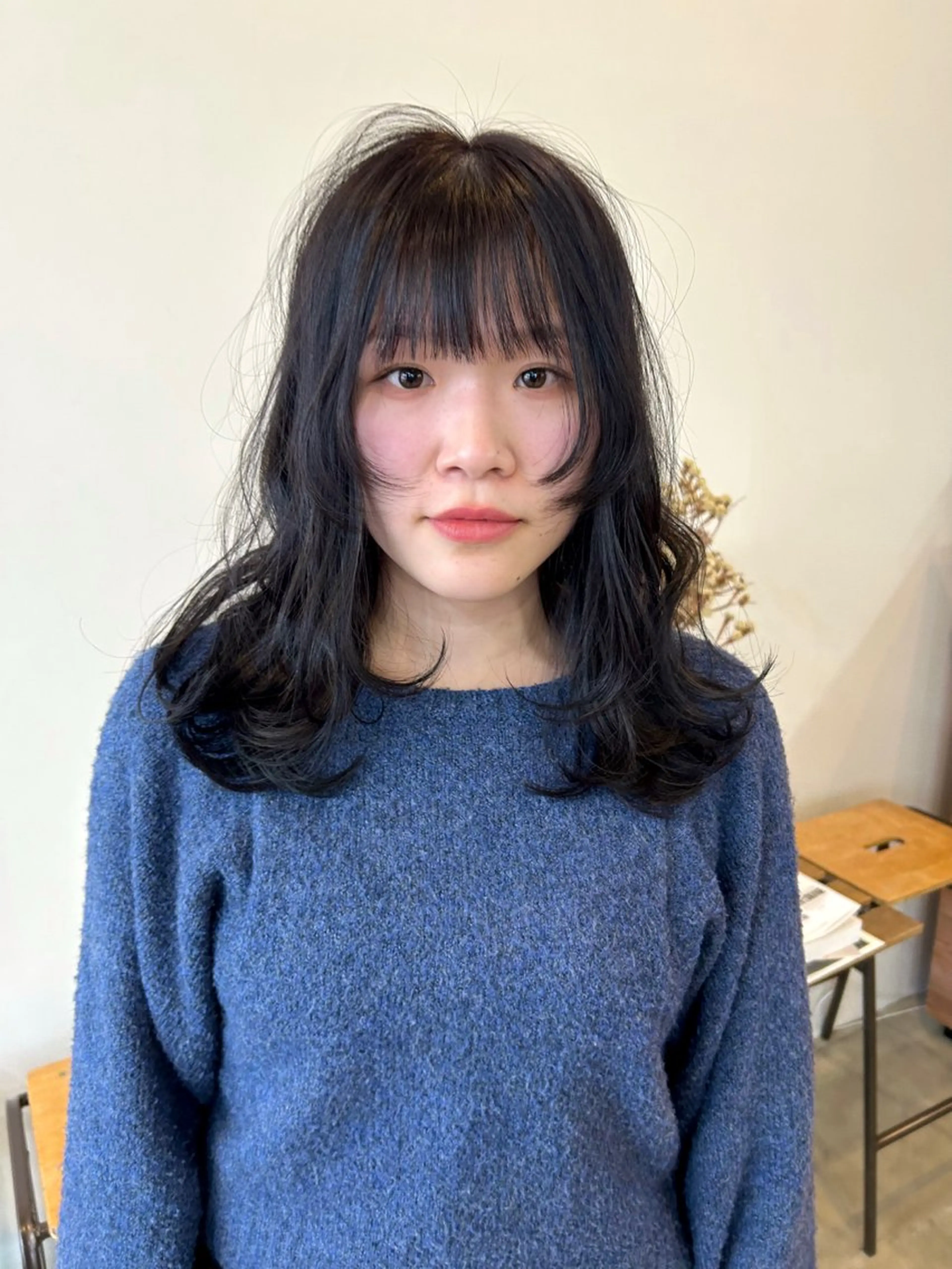 ミディアム カラー レッドカラー レイヤーカット カット ヘアカラー plus HAIR いずみのヘアスタイル