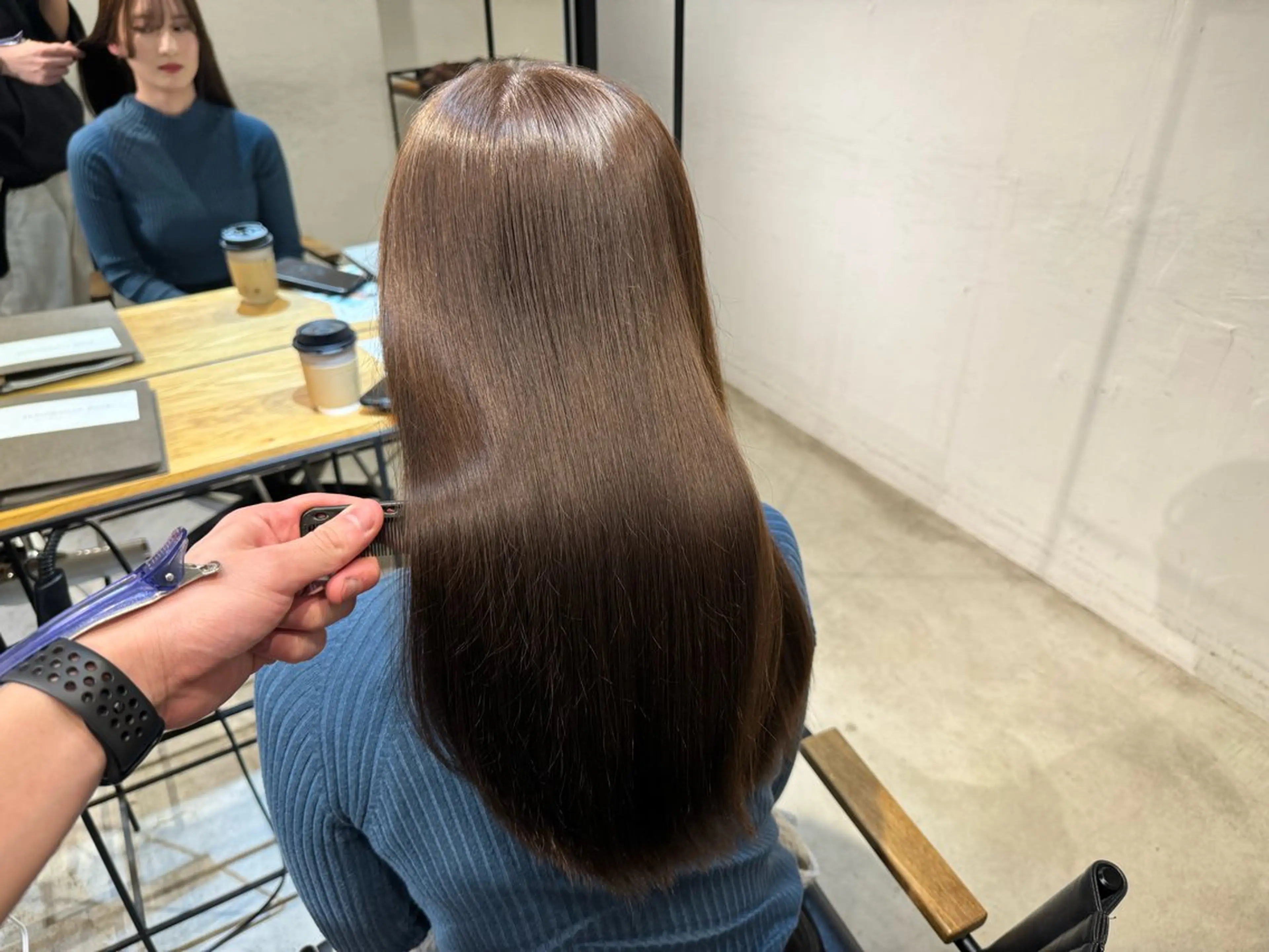 ロング カット ヘアカラー トリートメント ベージュカラー/新潟 オリーブ/落合優吾のヘアスタイル