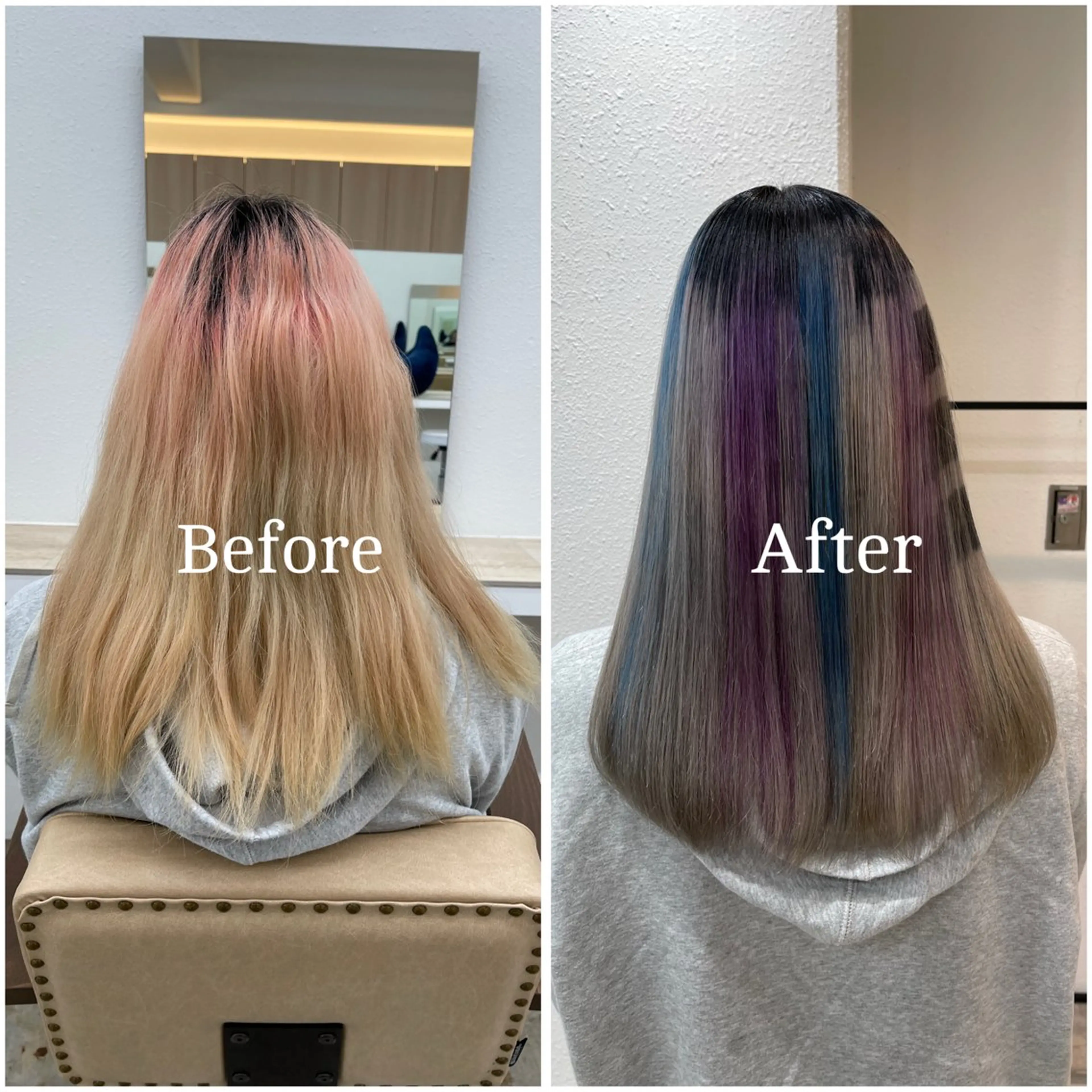 ロング カラー ブリーチ デザインカラー 似合わせカット 縮毛矯正 ヘアカラー ムラ修正/ ハイトーン💖Riaのヘアスタイル