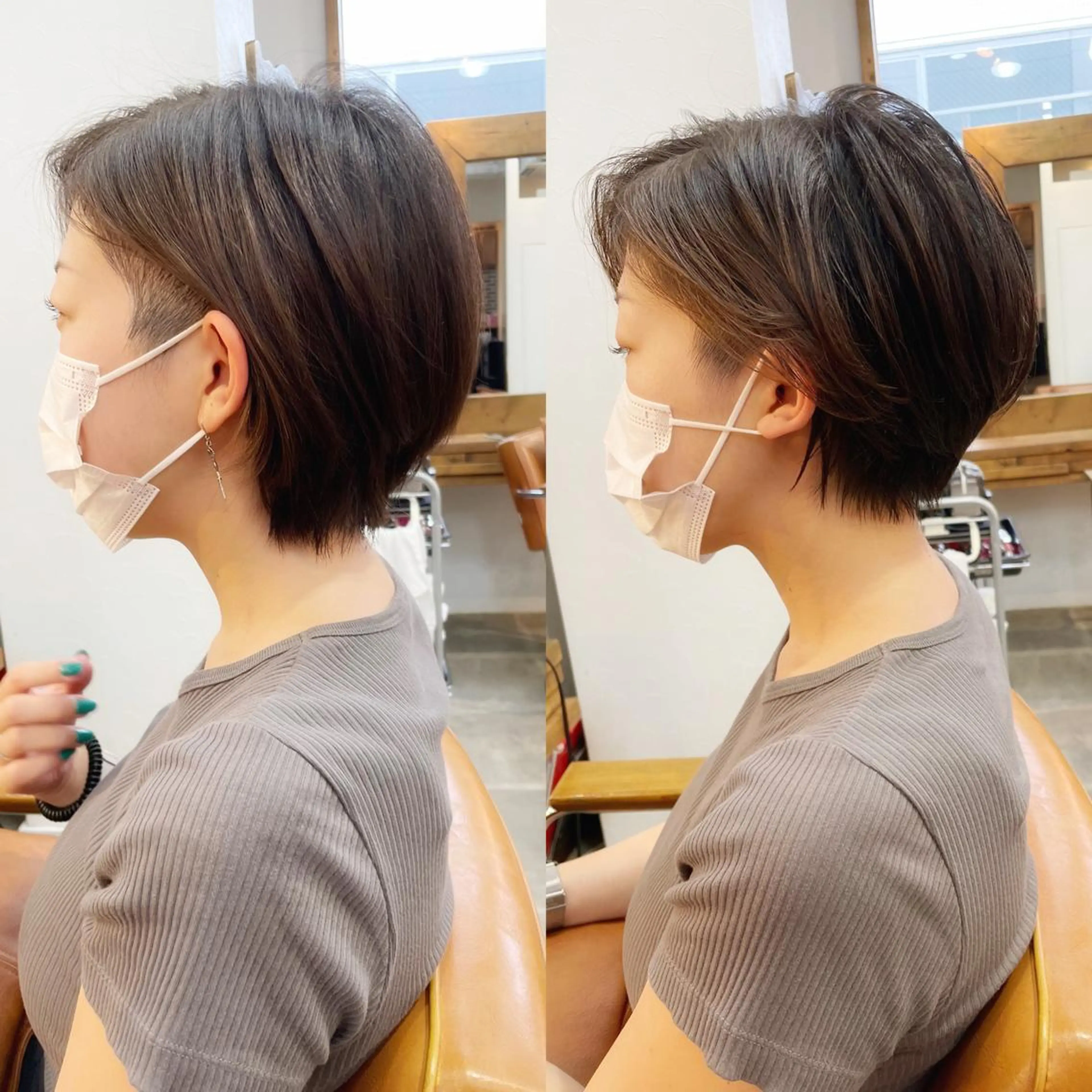 ショート カラー ショートボブ アッシュ ボブ シースルーバング ショートヘア カット ヘアカラー newline銀座所属・銀座ショート/ 大人ショート/金子涼のヘアスタイル