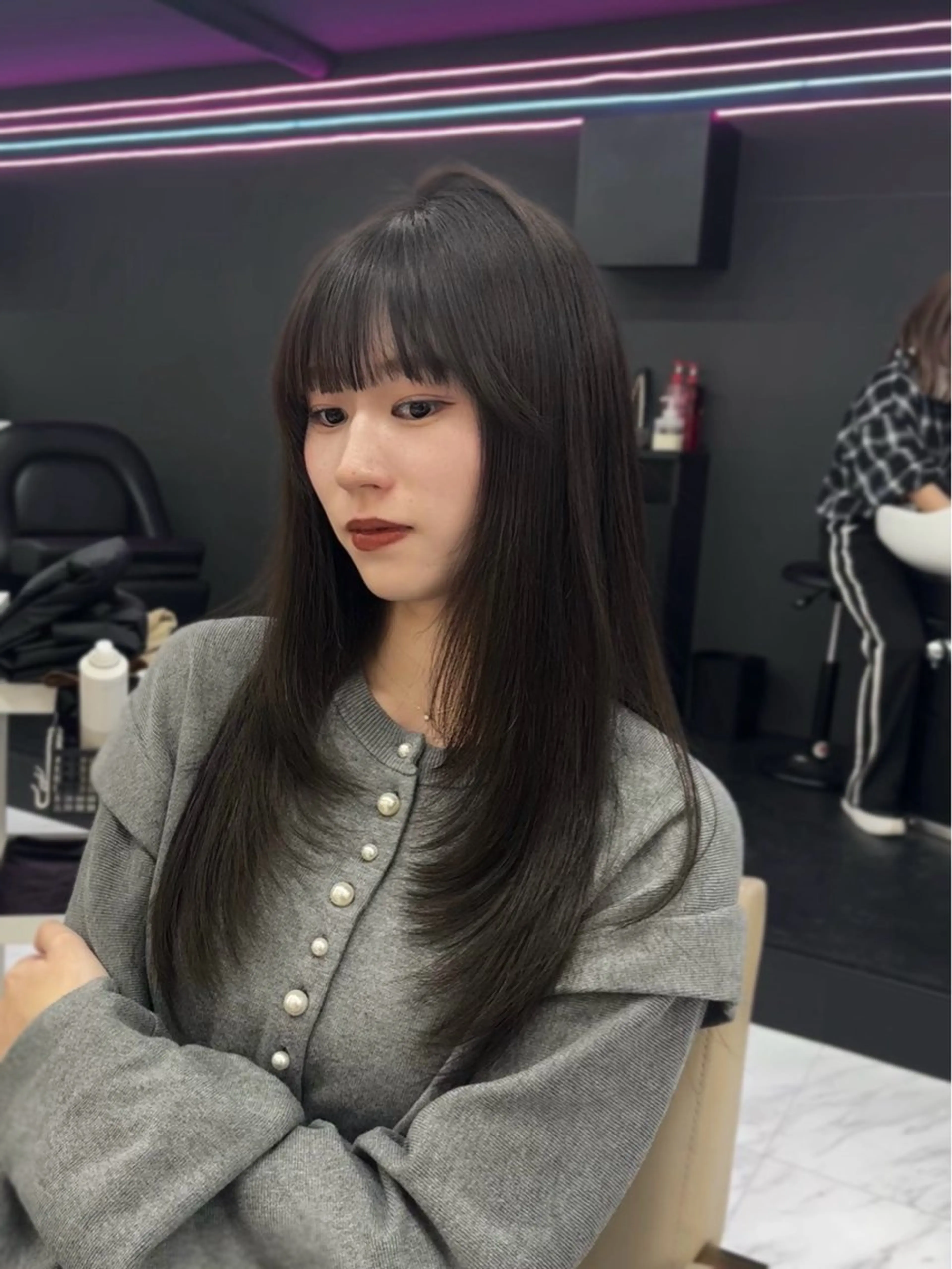 ロング 顔周りカット レイヤーカット ロング 岡山 愛のヘアスタイル