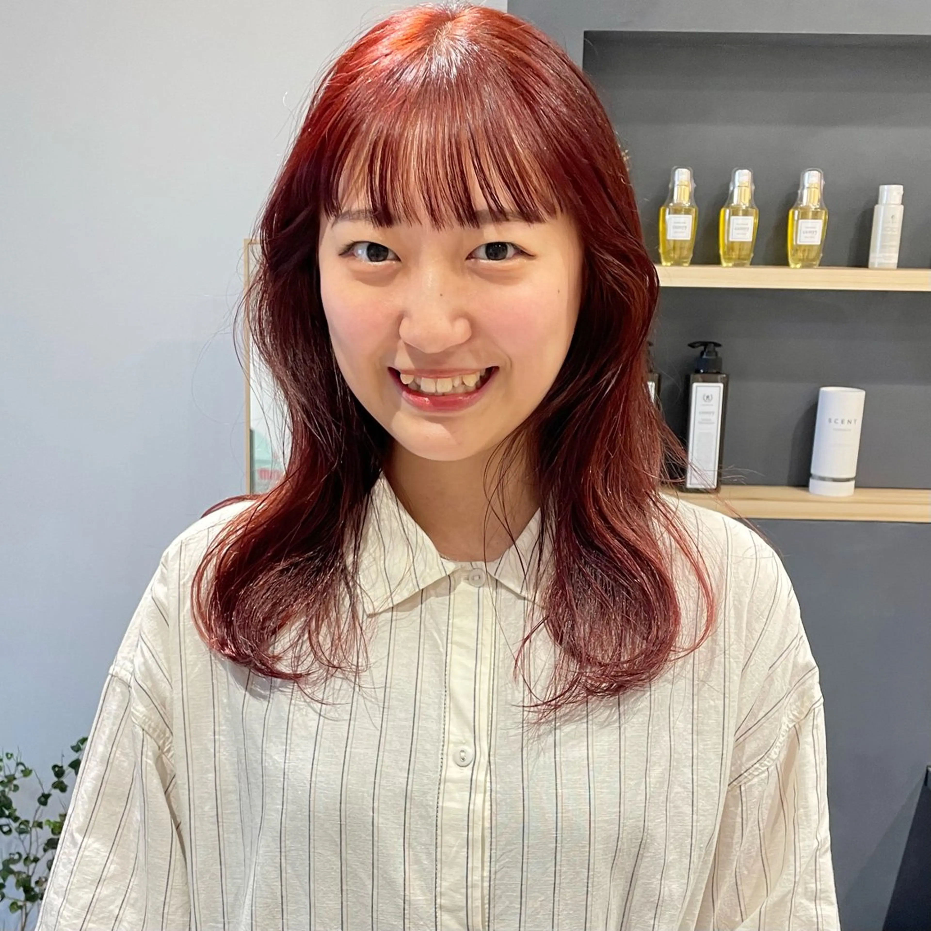 セミロング カラー ブリーチ 透明感カラー ダブルカラー ブリーチなしカラー オレンジ カット ヘアカラー 🍊暖色×顔周り 🍊cocoroのヘアスタイル