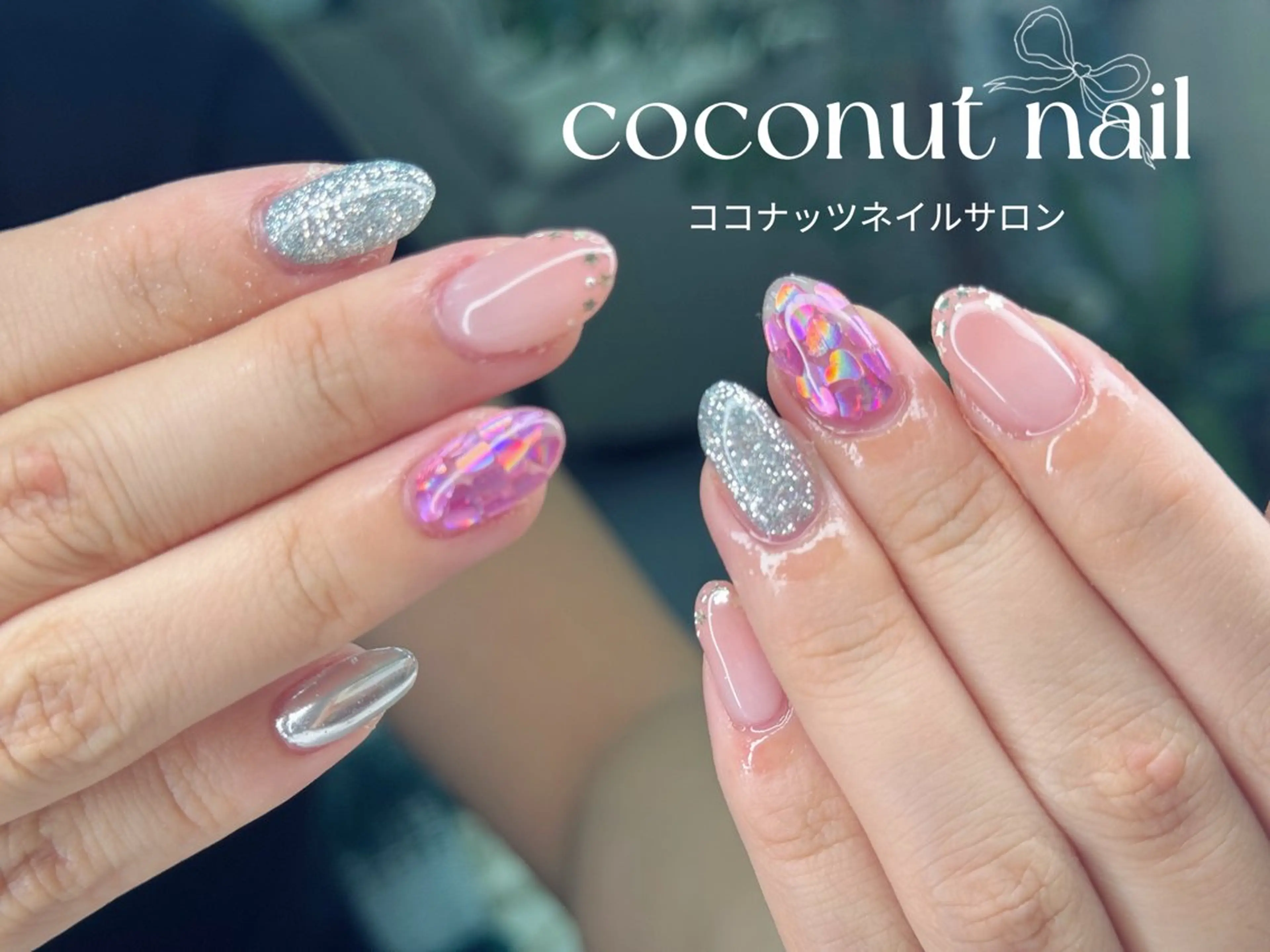 ネイル べっ甲ネイル フレンチネイル キラキラネイル マグネットネイル 大理石ネイル(マーブル) ハンドネイル 神田 ココナッツのネイルデザイン