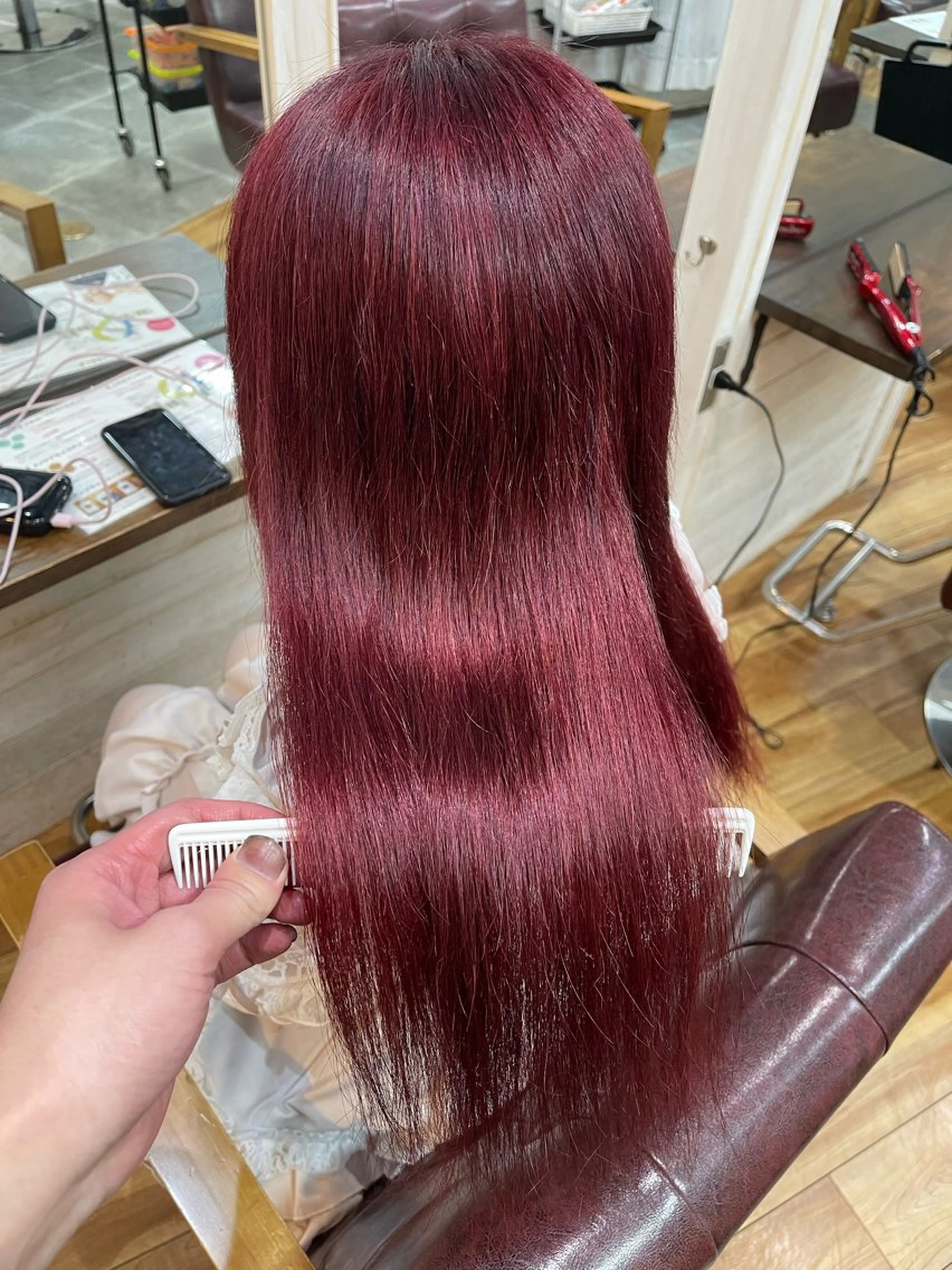 セミロング カラー ブリーチ ピンクカラー レッドカラー 髪質改善 ヘアカラー トリートメント SOYON西大寺店所属・ダブルカラー/ 髪質改善💎安藤のヘアスタイル