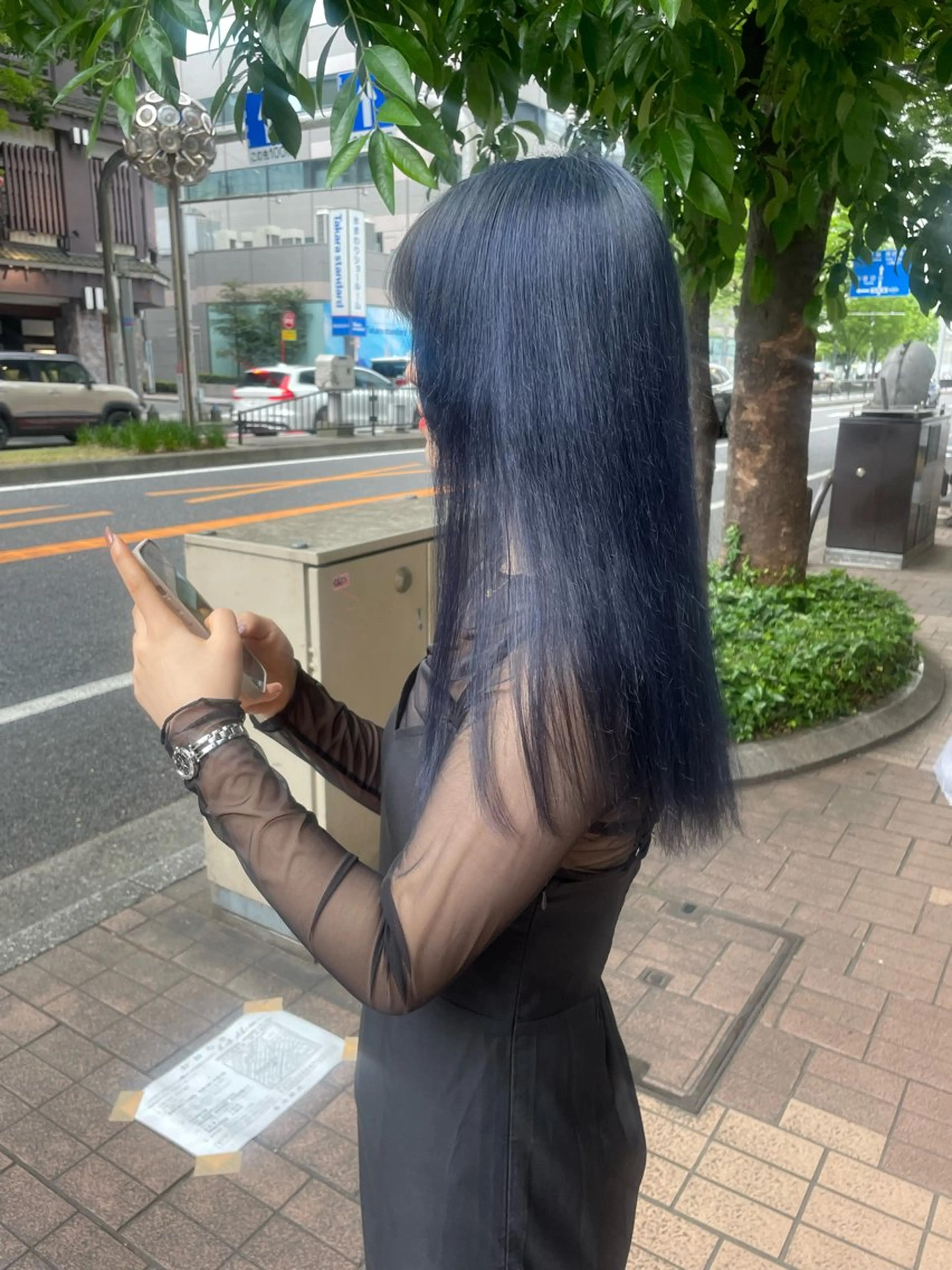 ロング カラー ブルーカラー ネイビーカラー ヘアカラー トリートメント ミユル/ ブリーチカラー🎀✨のヘアスタイル