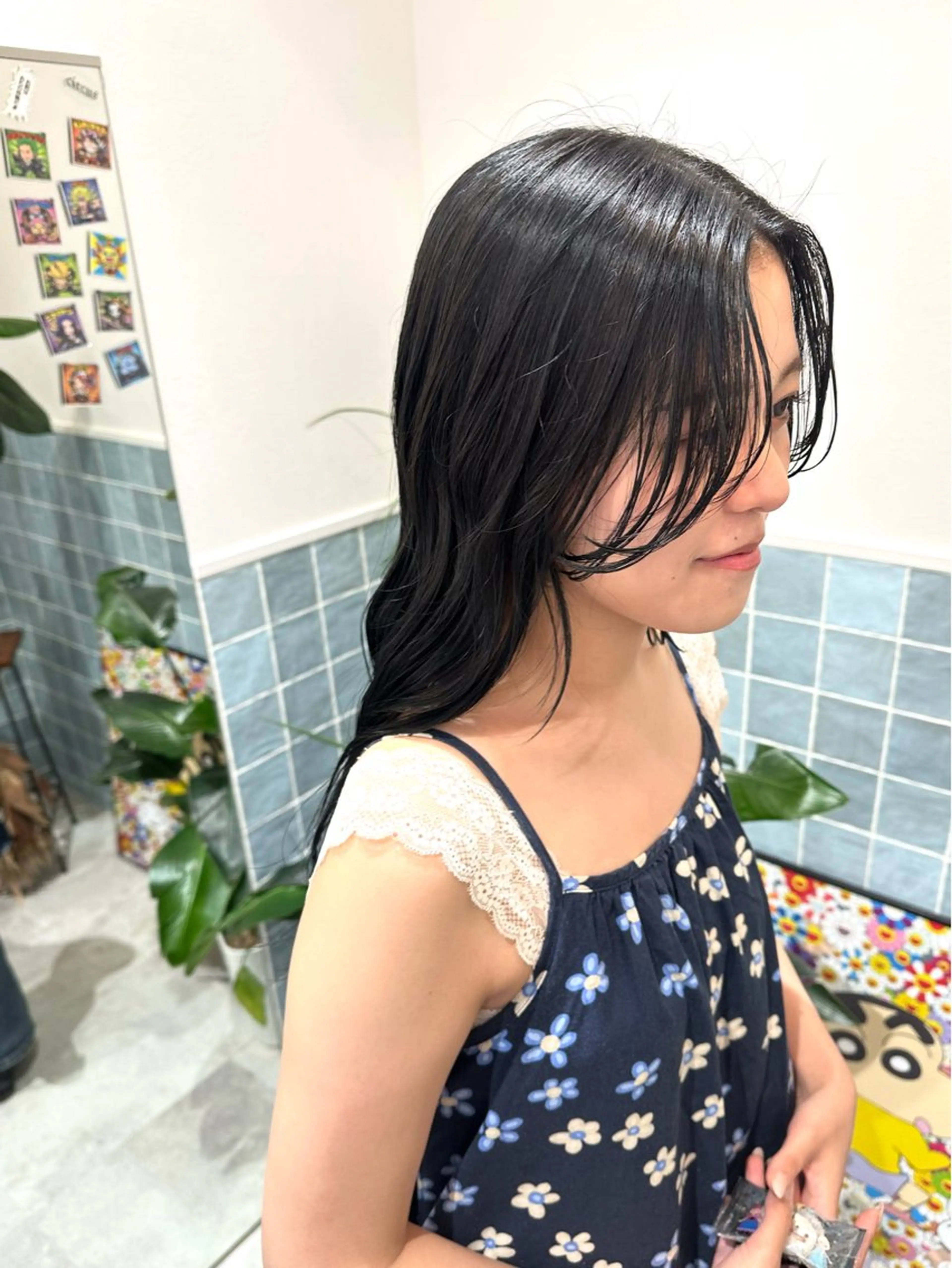 セミロング 顔周りカット 🍑ブリーチなし ダブルカラーuRiのヘアスタイル
