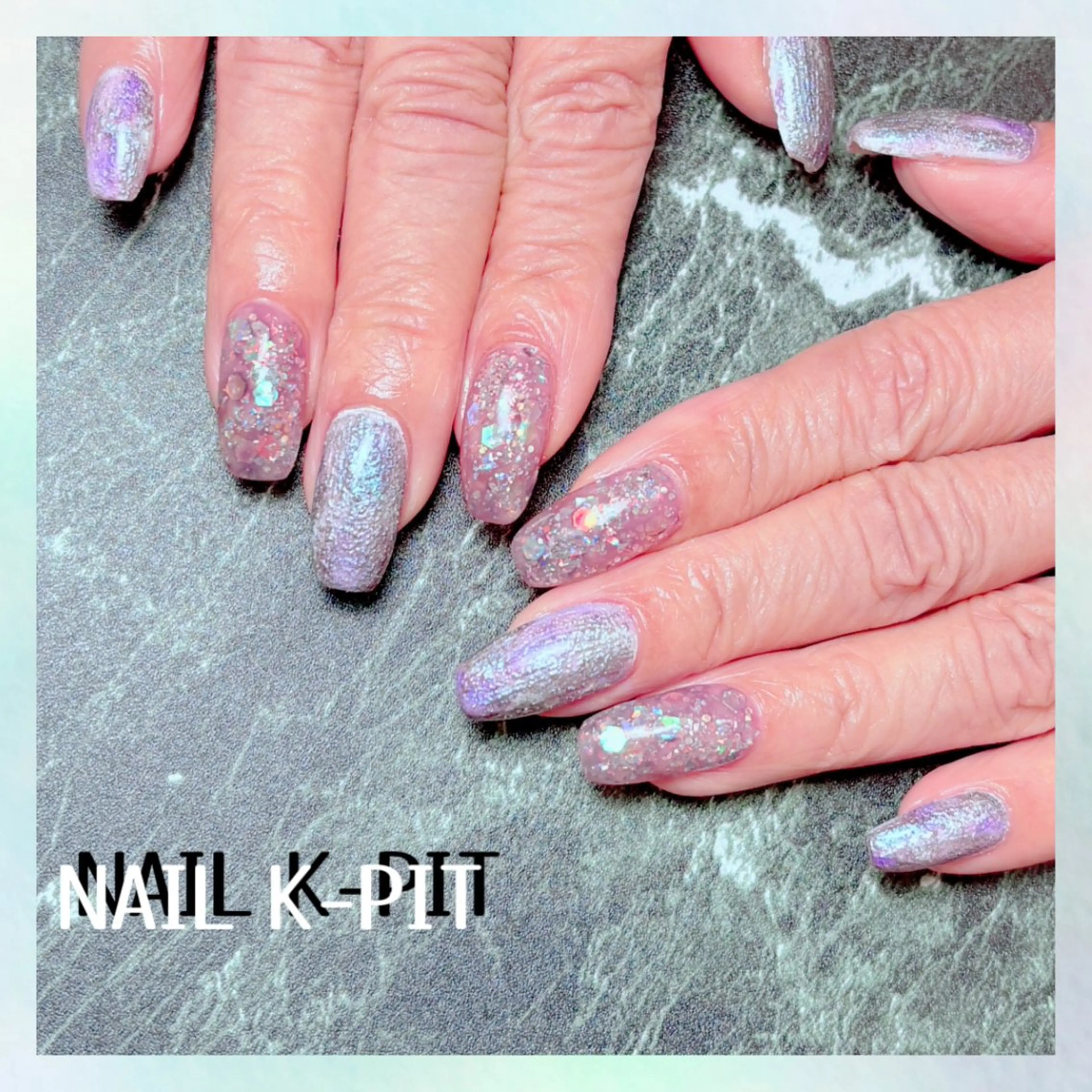 ネイル アートネイル ラメ(グリッター) ミラーネイル ニュアンスネイル パープル ハンドネイル NAIL K-PIT ネイル ケーピットのネイルデザイン