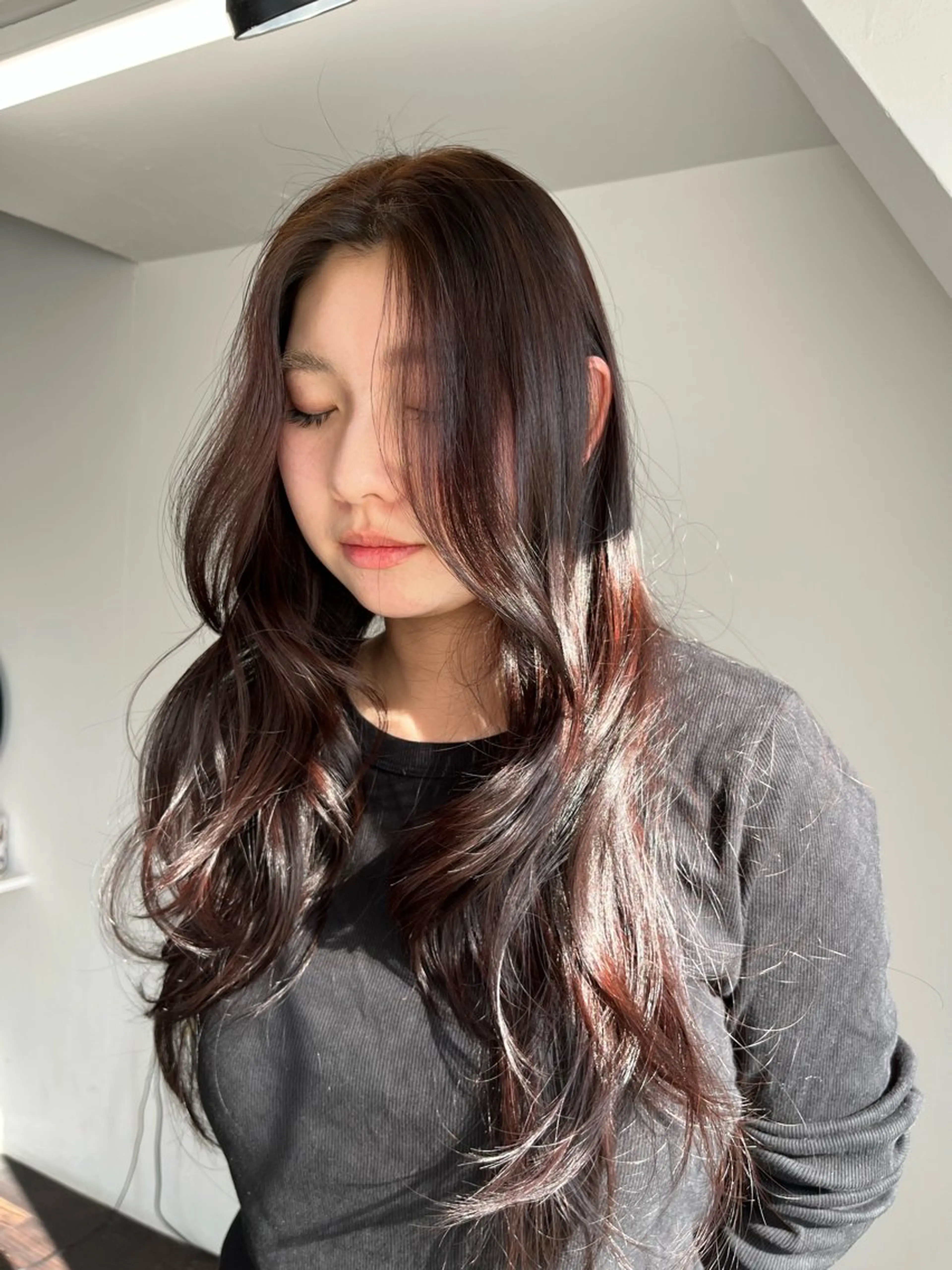 セミロング カラー ヘアアレンジ ベージュカラー ボルドーカラー 韓国風カラー オリーブベージュ 顔周りカット カット トリートメント ヘッドスパ 似合わせ暖色のプロ/ ニュアンスカラー🍊のヘアスタイル