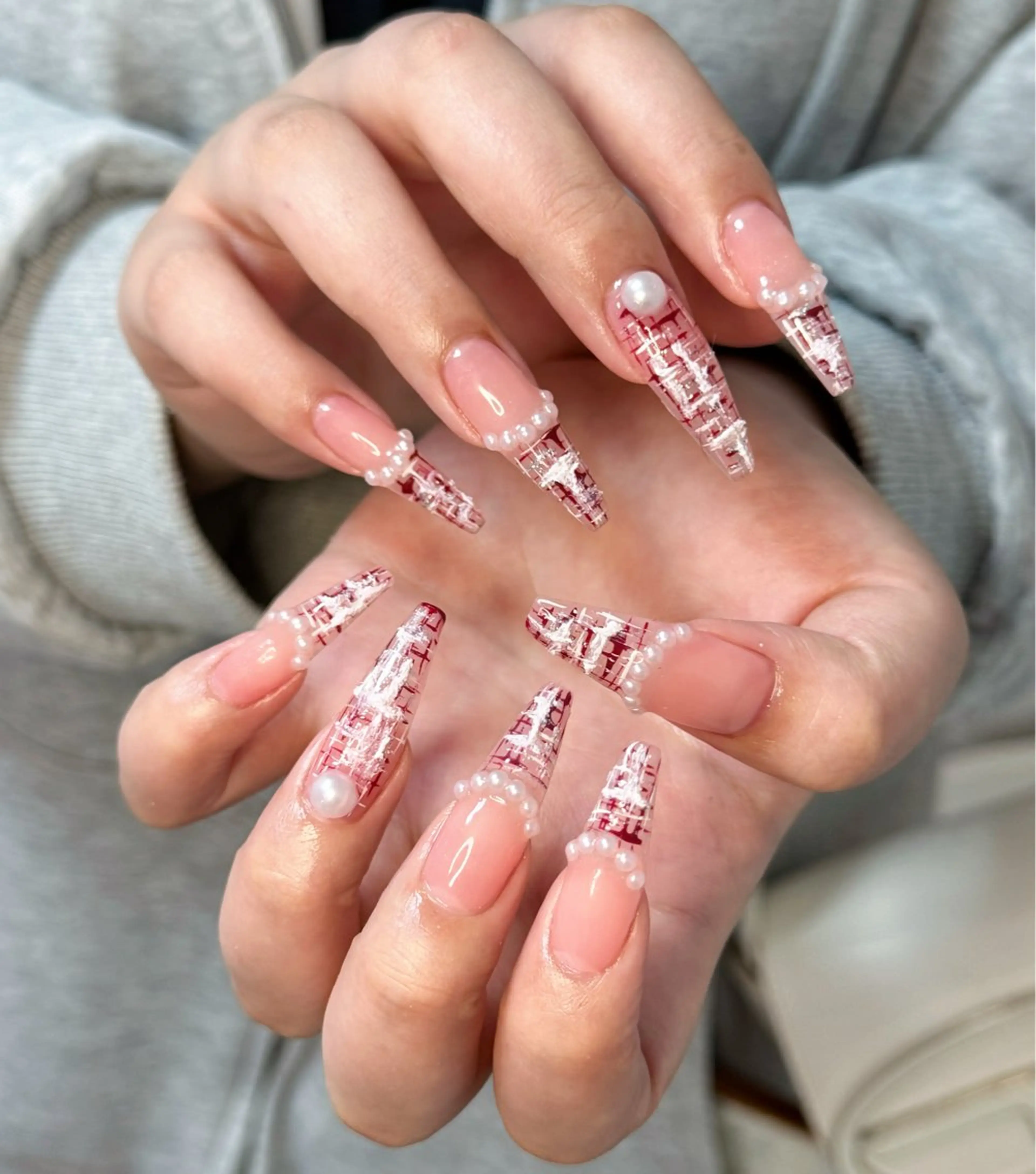 ネイル アートネイル オーロラネイル チークネイル フレンチネイル ガラスフレンチ ハンドネイル 🎀🎀YooLi Nail Salonのネイルデザイン