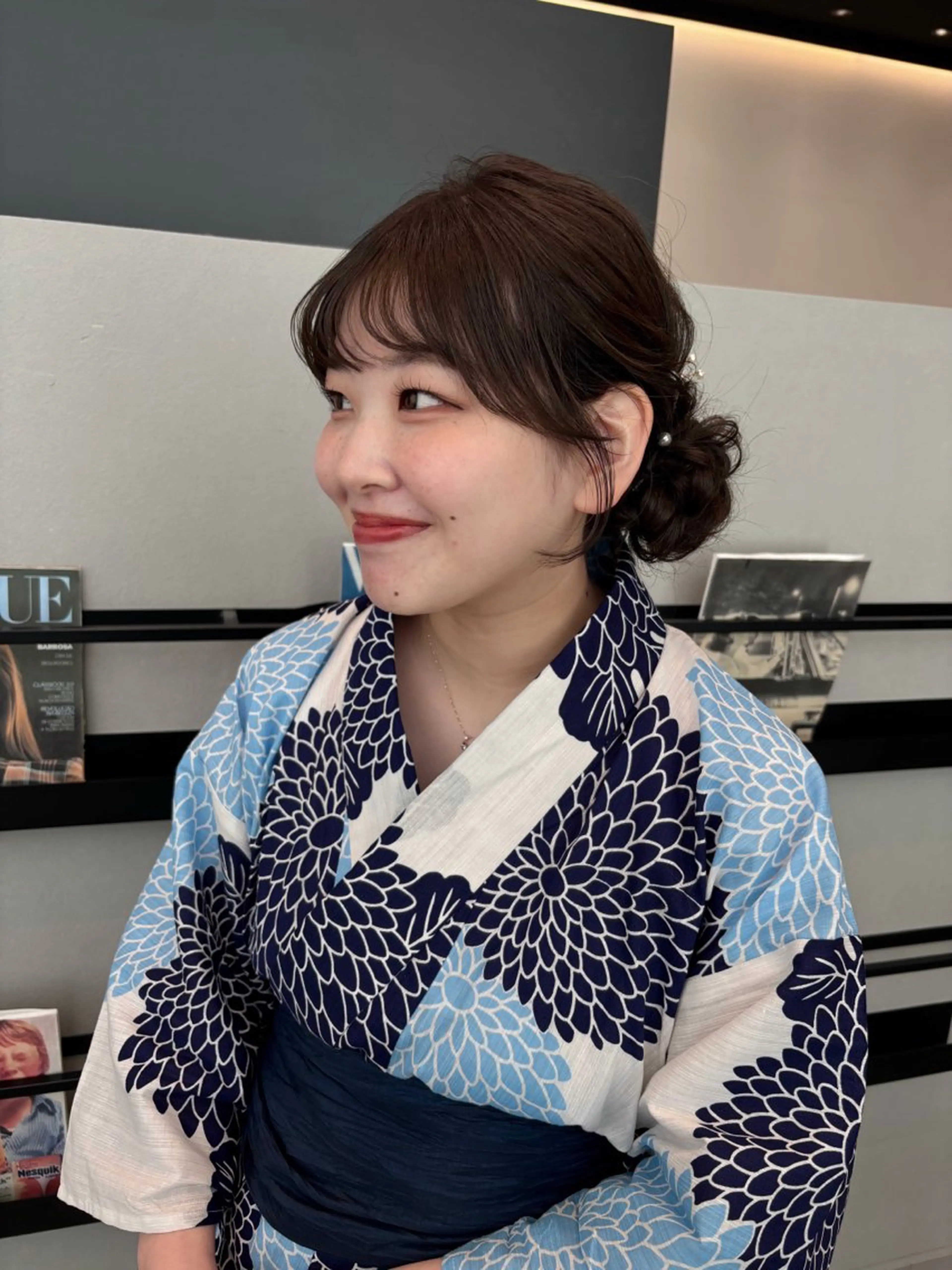 セミロング ヘアアレンジ 浴衣 ヘアセット 透明感カラー/ レイヤーkotonoのヘアスタイル